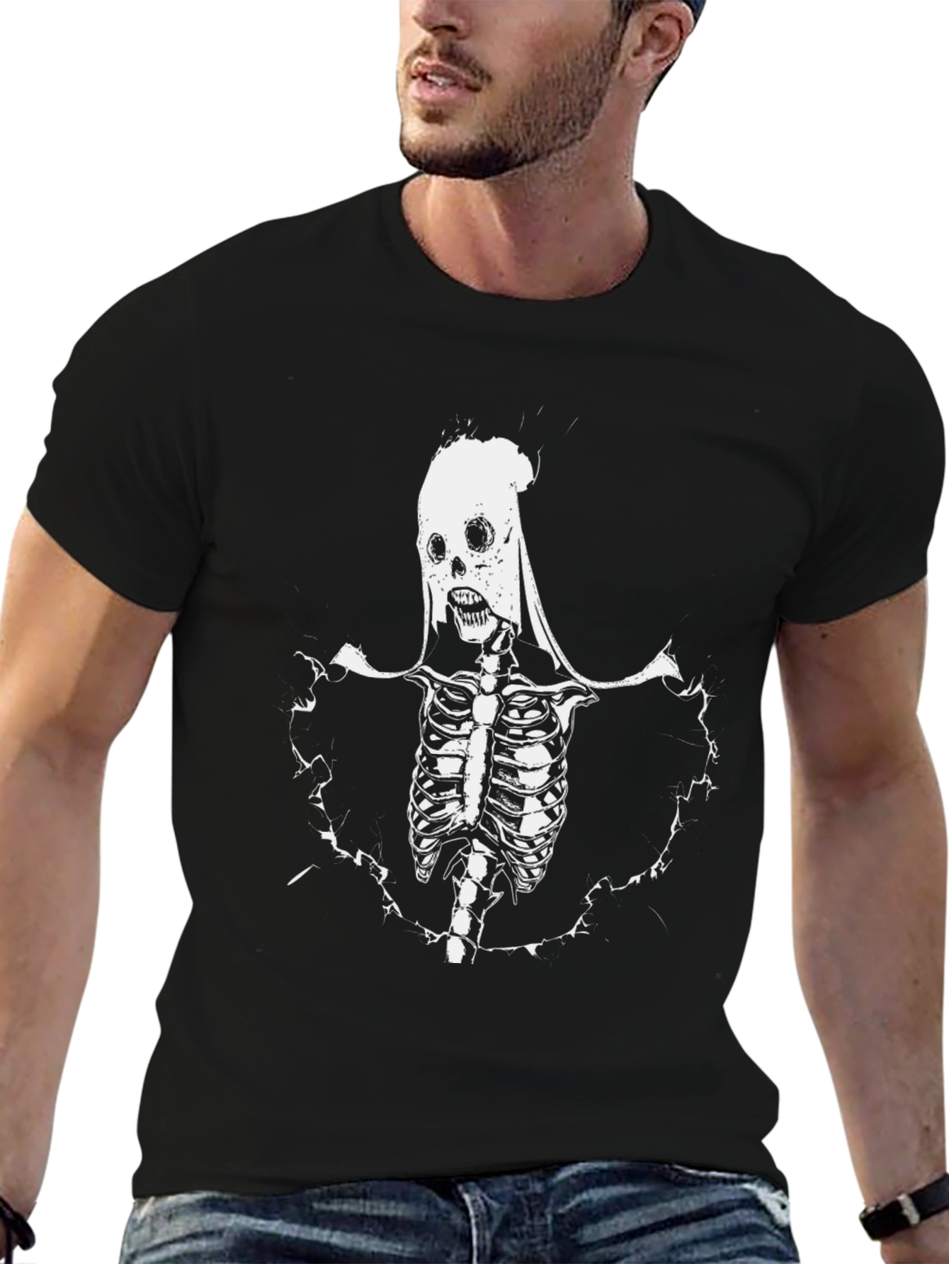 Skull Skeleton Graphic Black T-Shirt