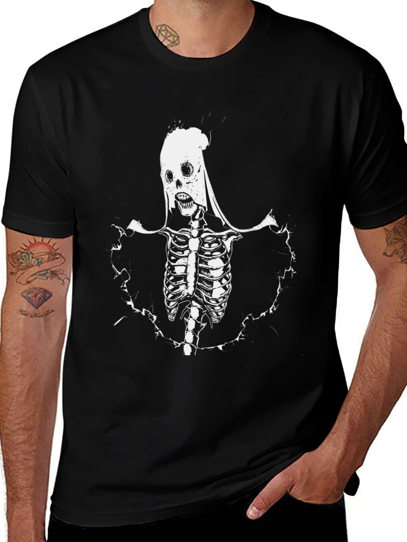 Skull Skeleton Graphic Black T-Shirt