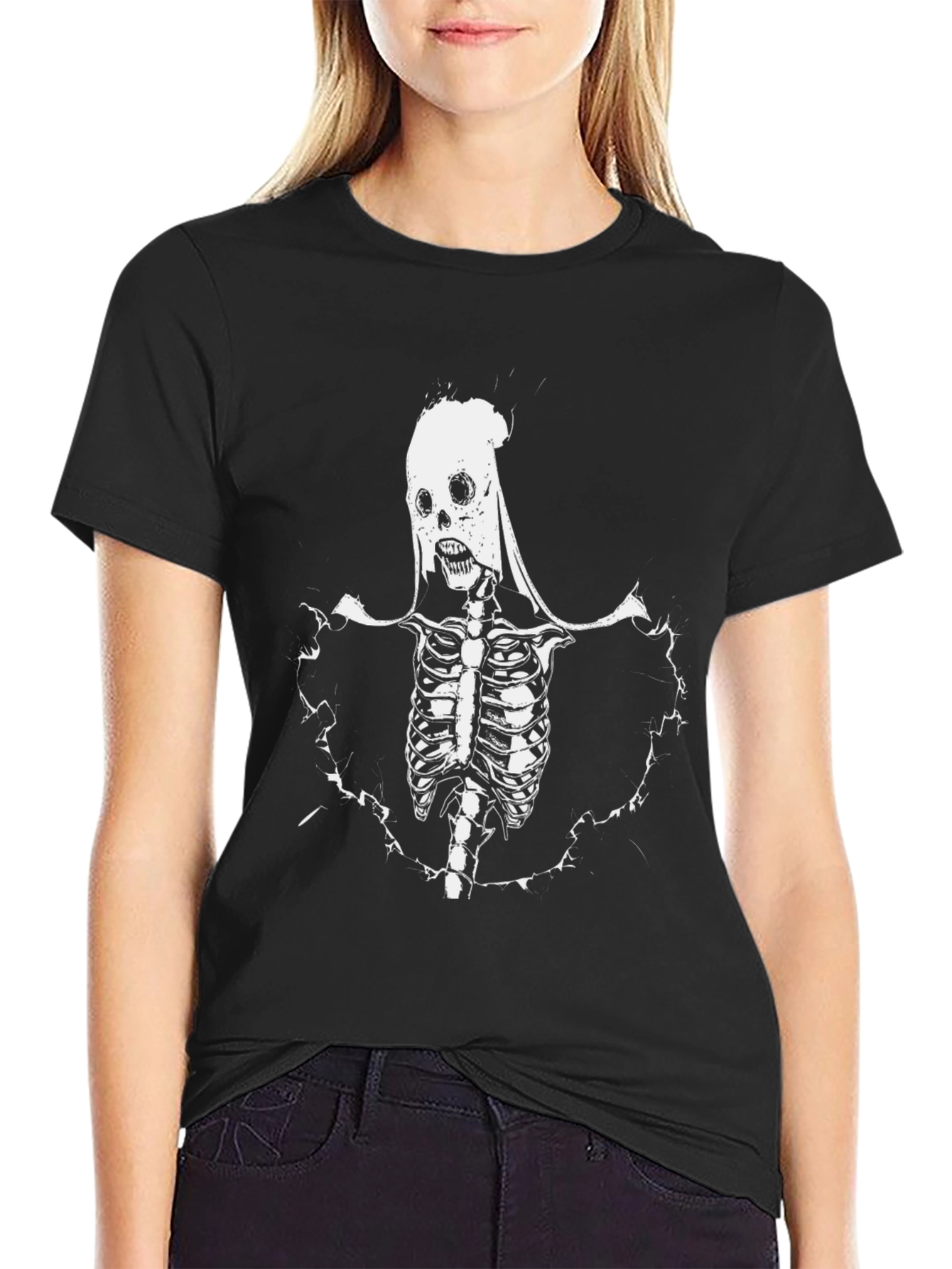 Skull Skeleton Graphic Black T-Shirt