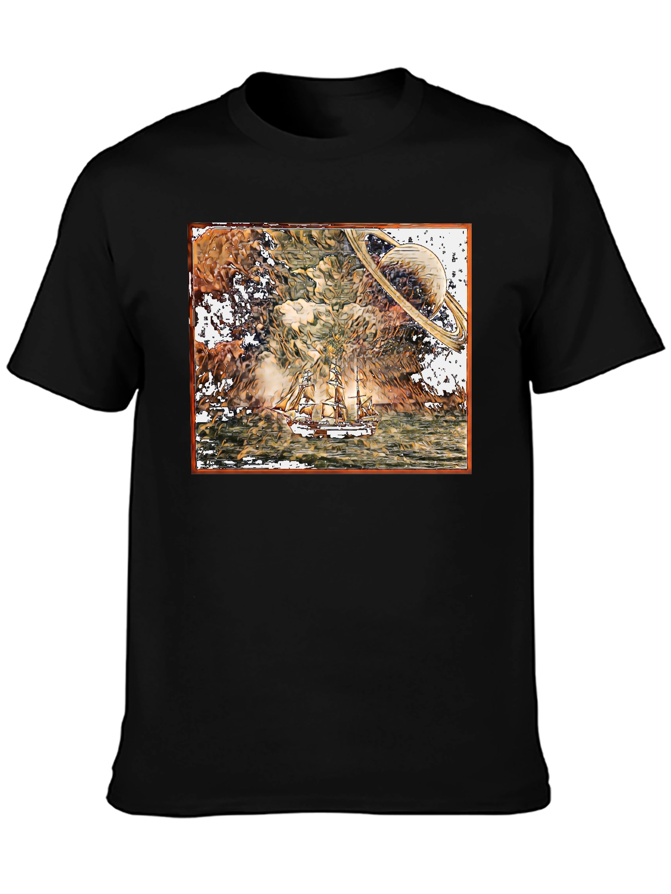 Saturn Sailboat Graphic Tee - Black
