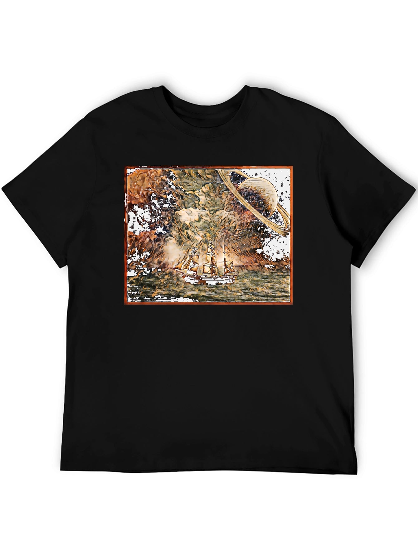 Saturn Sailboat Graphic Tee - Black