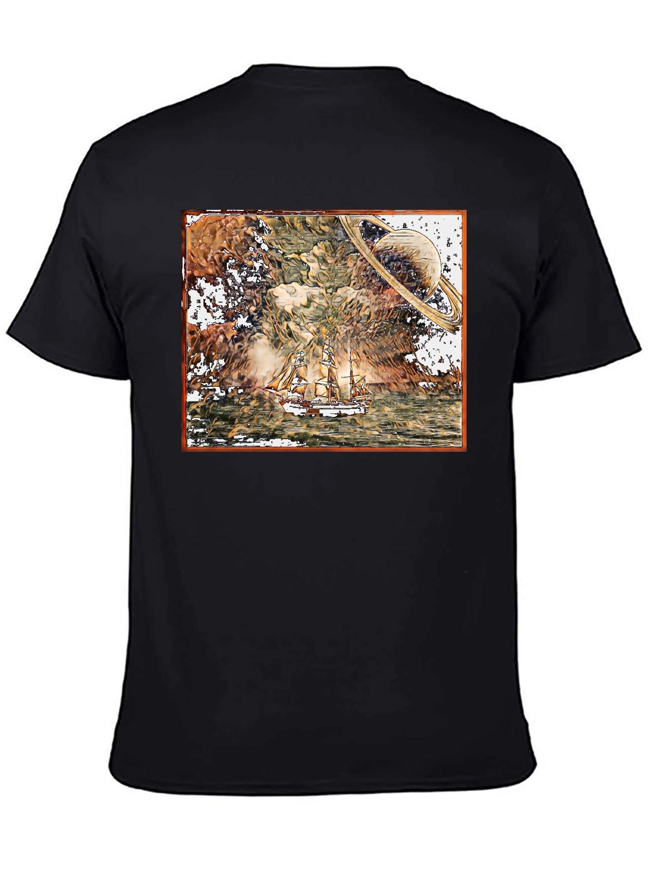 Saturn Sailboat Graphic Tee - Black