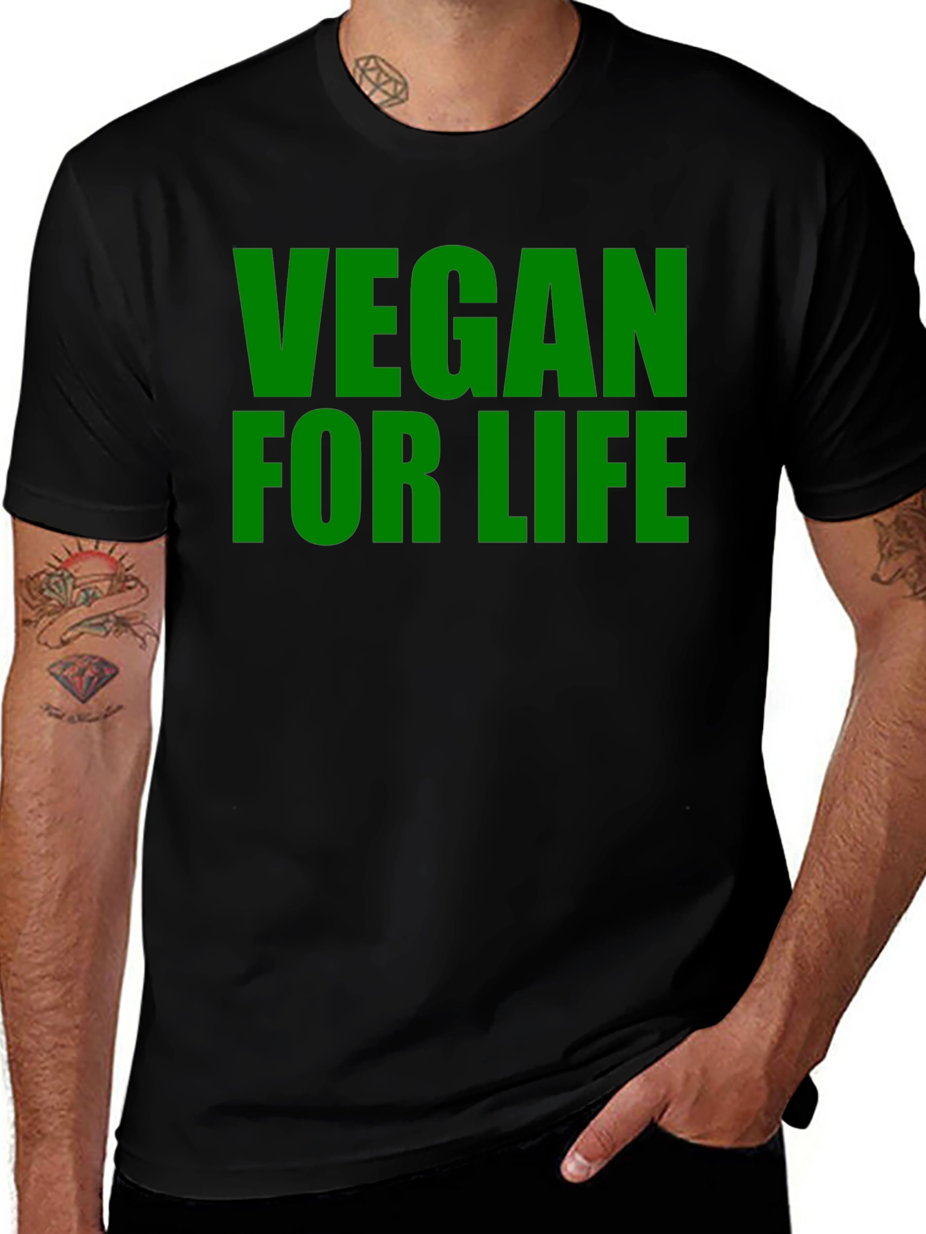 Vegan For Life T-Shirt - Black Cotton Tee