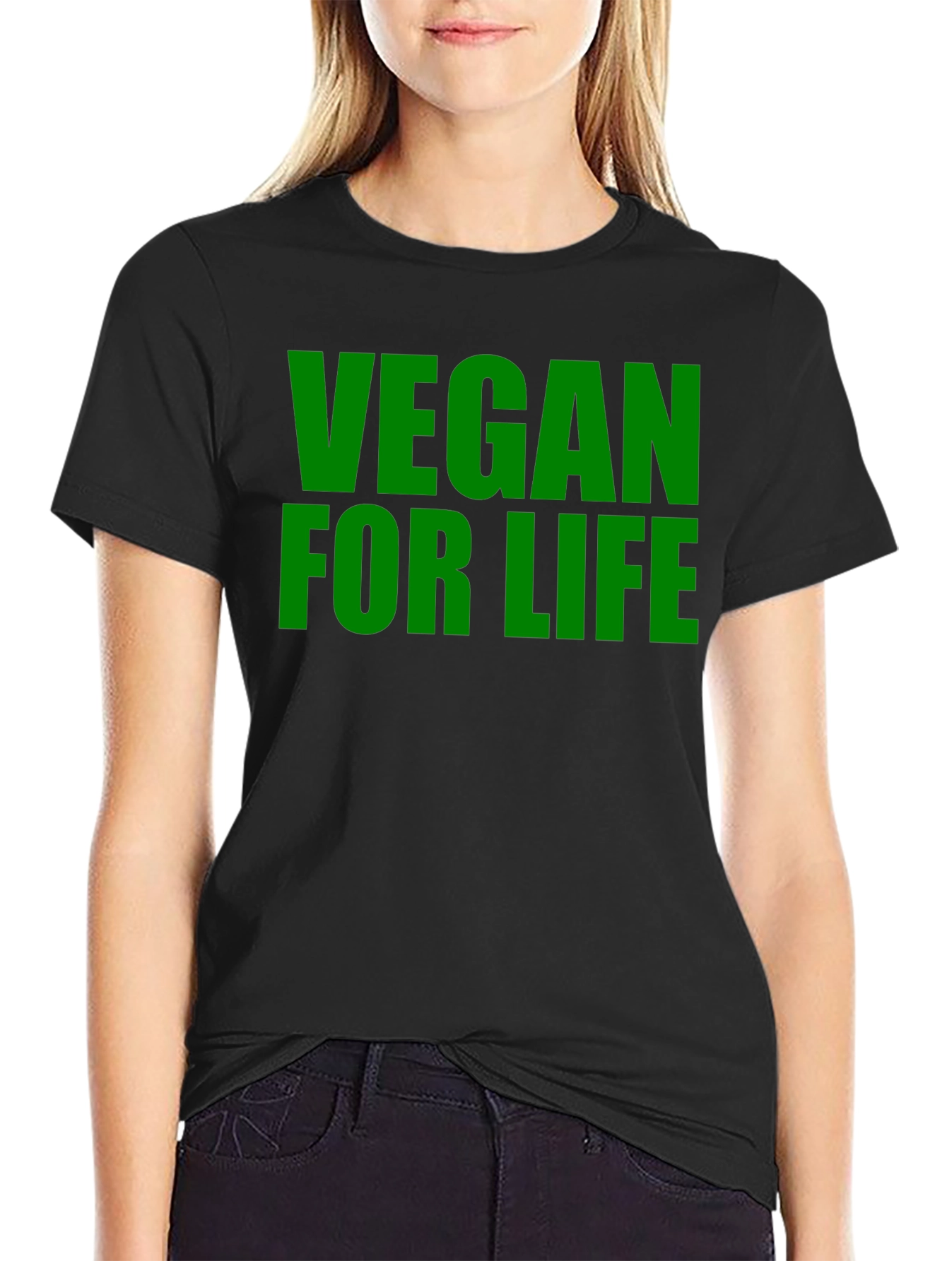 Vegan For Life T-Shirt - Black Cotton Tee
