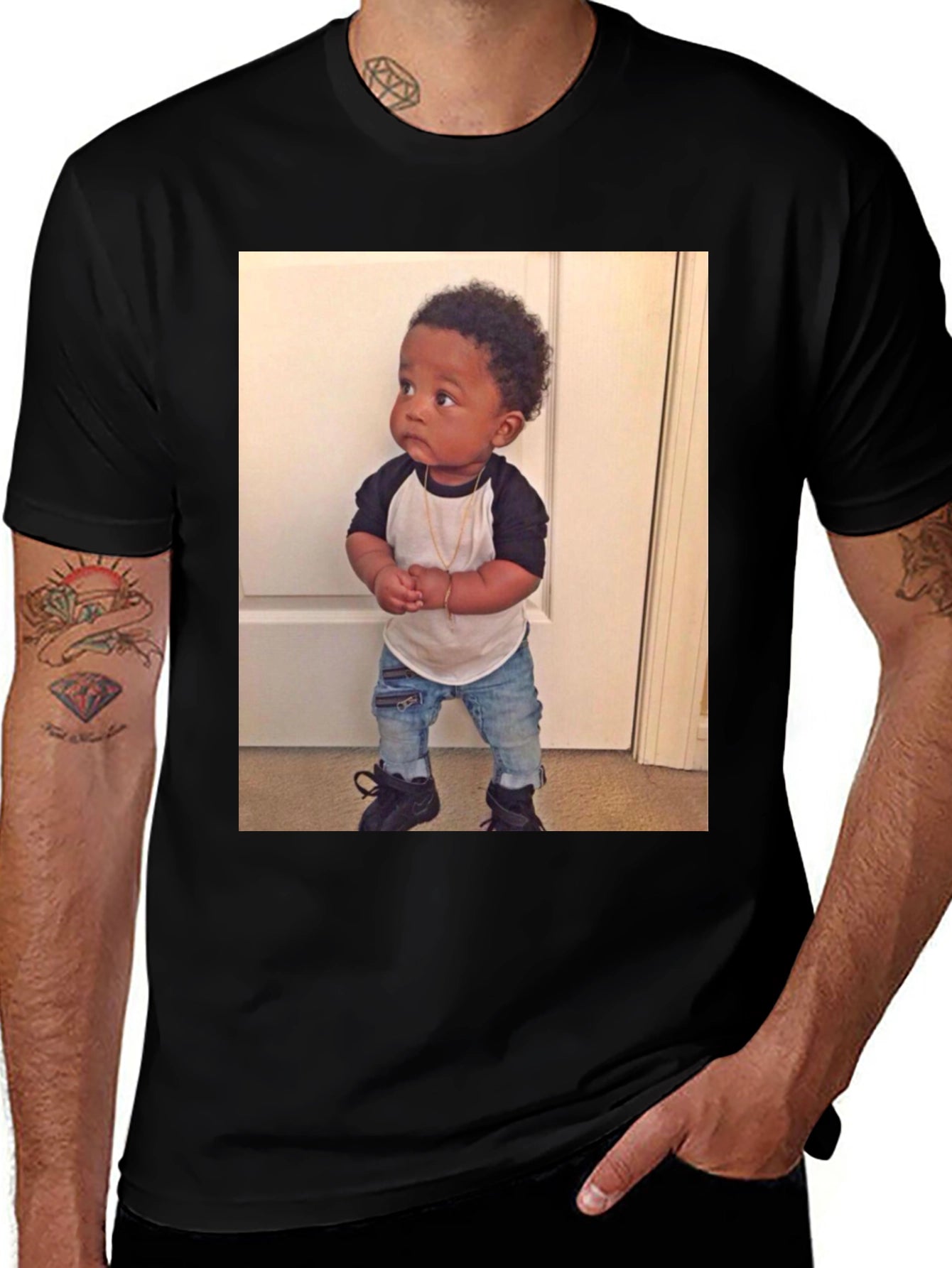Black T-Shirt with Baby Image