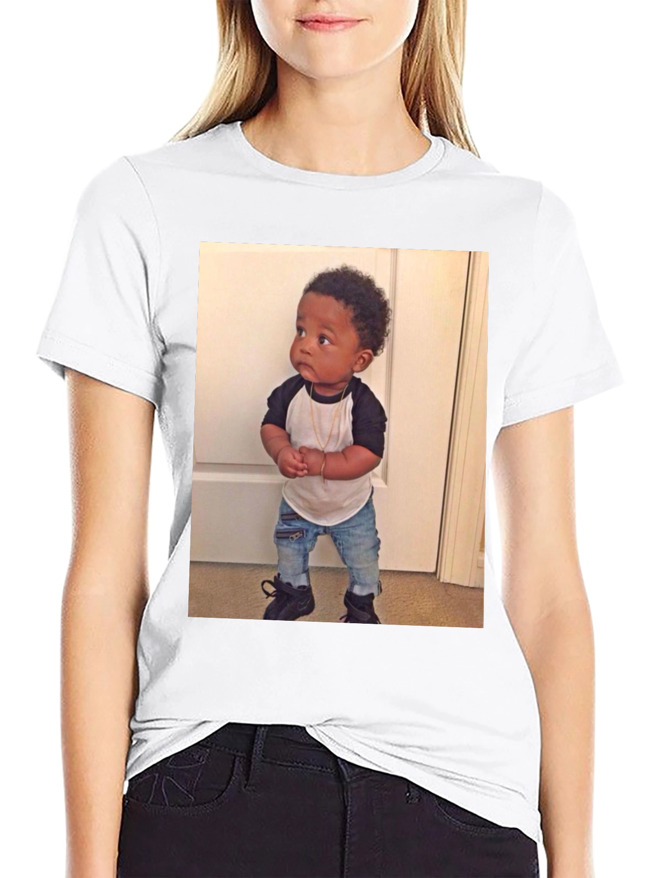 Black T-Shirt with Baby Image