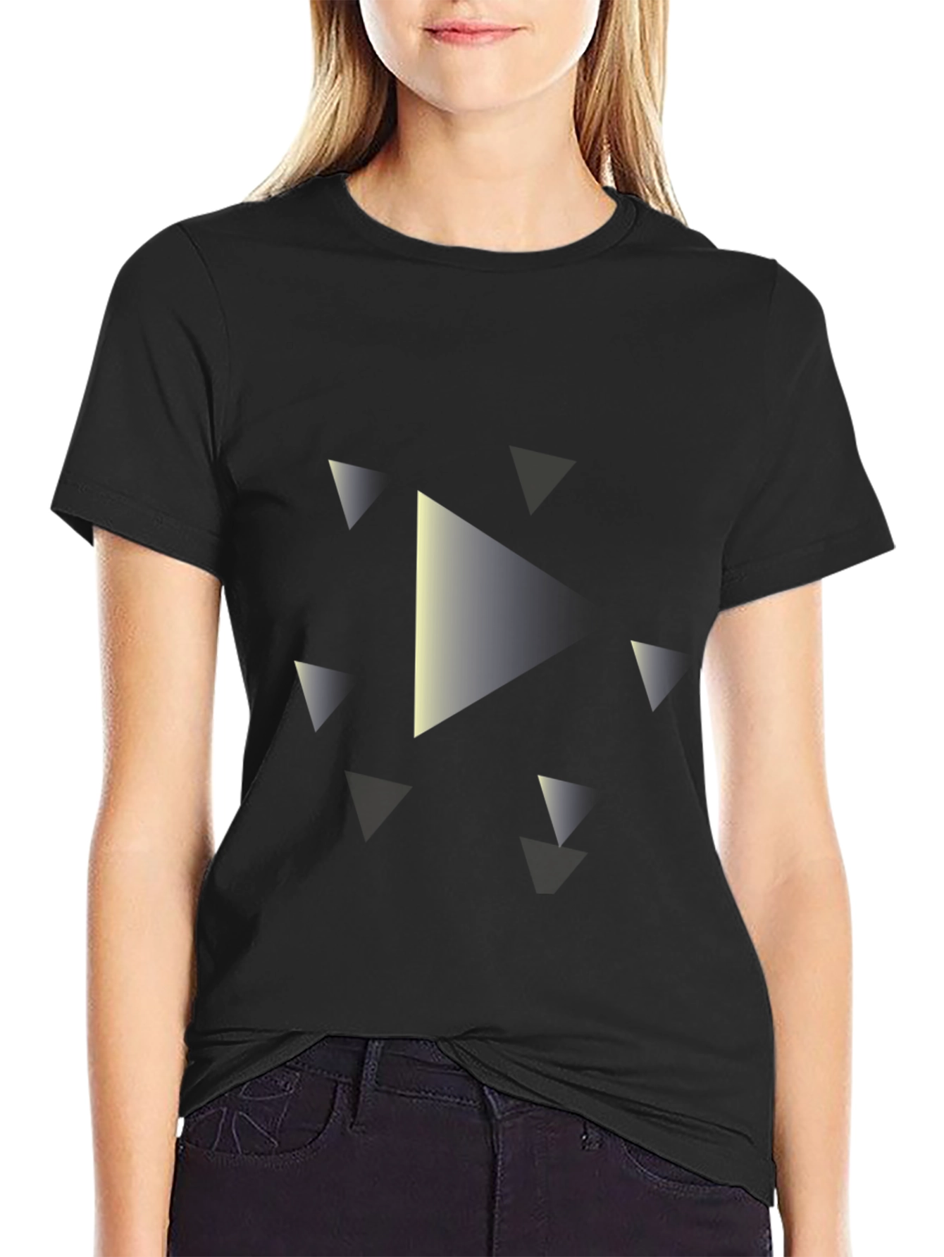 Modern Triangle Graphic Tee - Black Casual Shirt