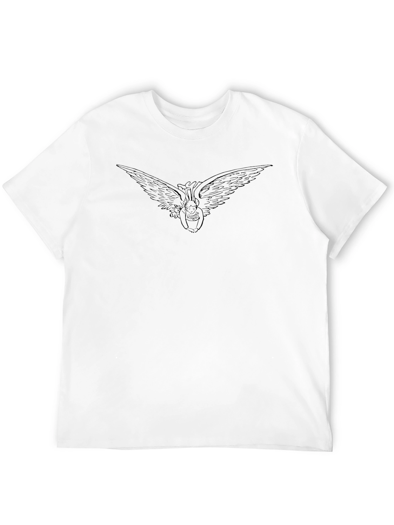 Mens Black Graphic Tee - Angel Wings Design