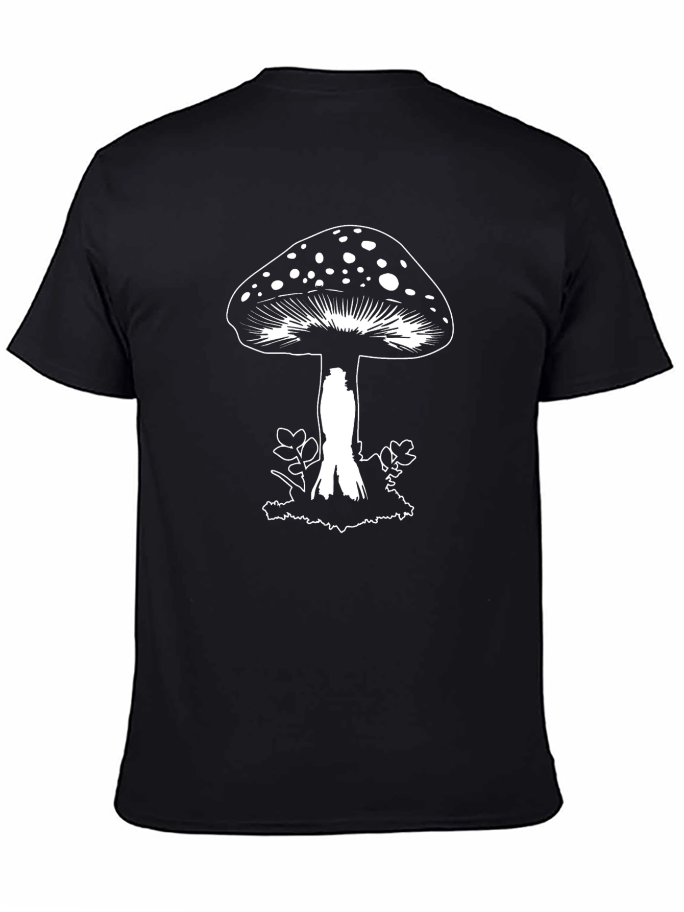 Mushroom Graphic Tee - Funky Black Cotton T-Shirt