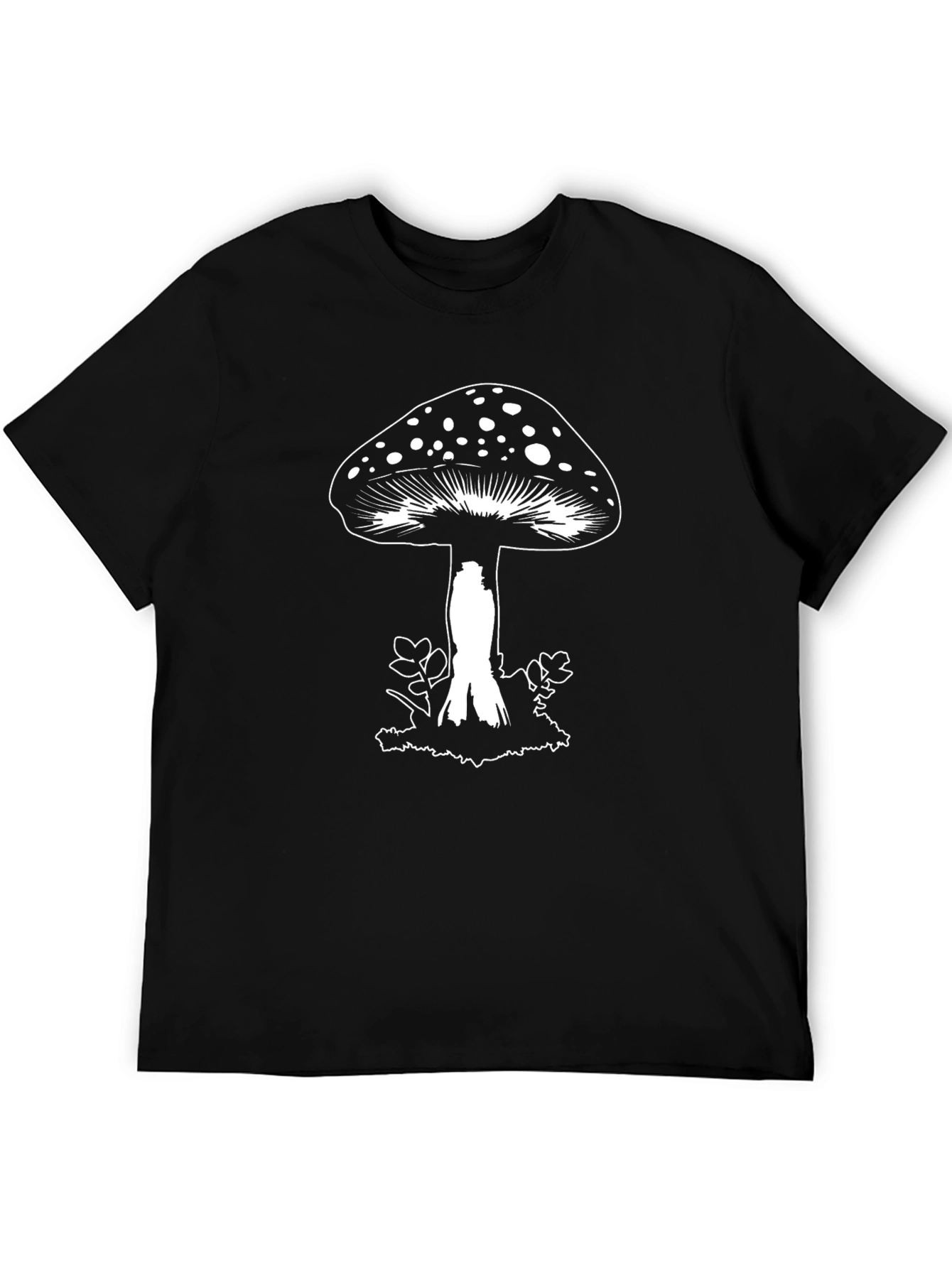 Mushroom Graphic Tee - Funky Black Cotton T-Shirt