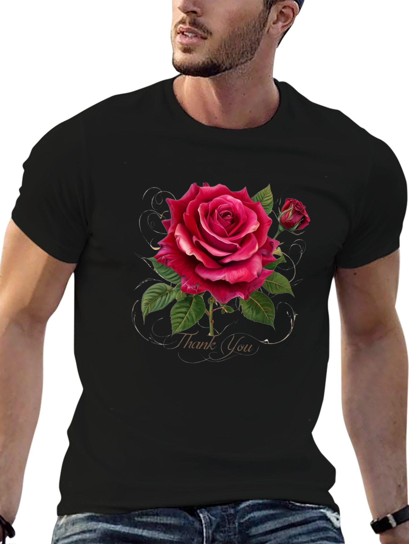 Elegant Rose Graphic Print T-Shirt