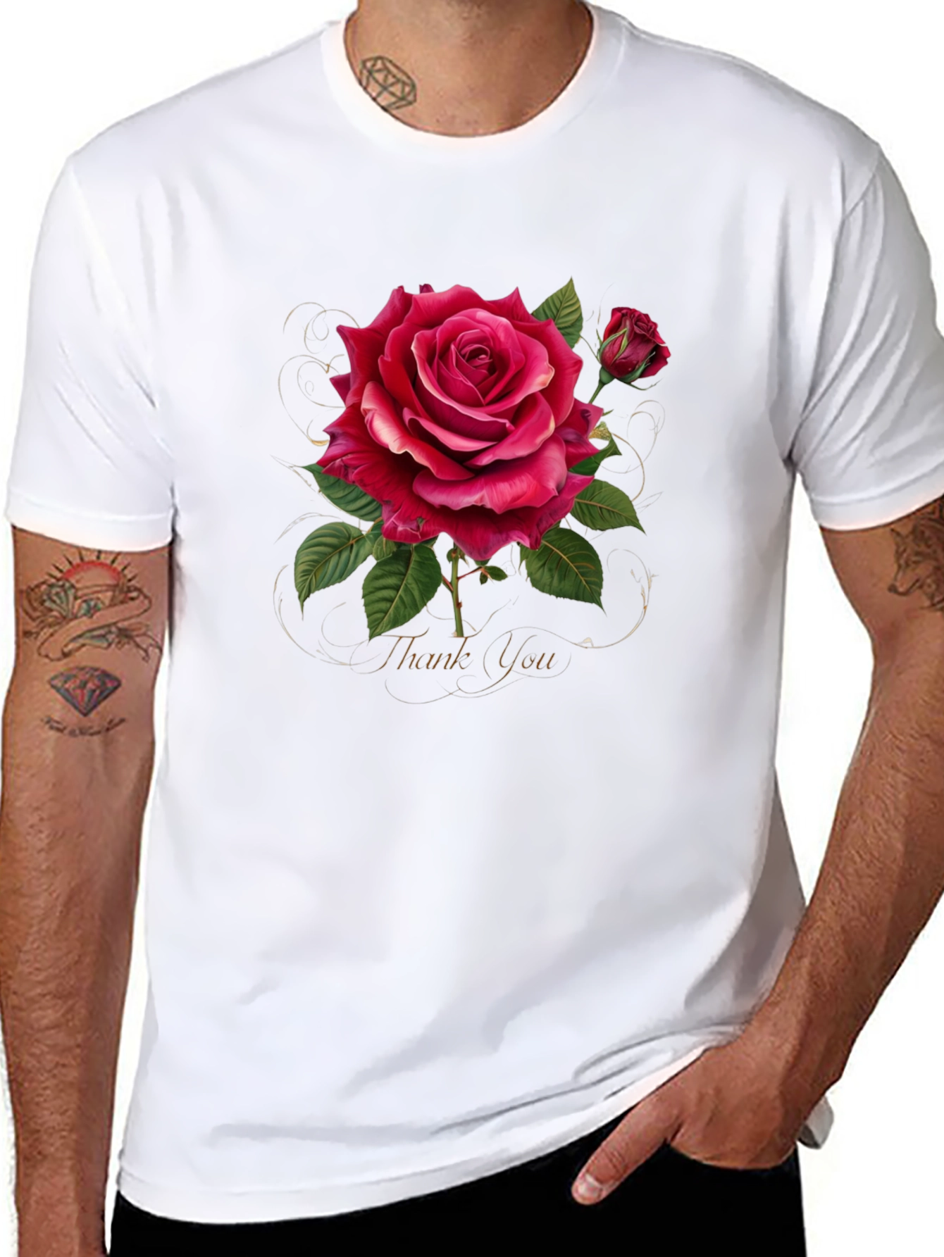 Elegant Rose Graphic Print T-Shirt