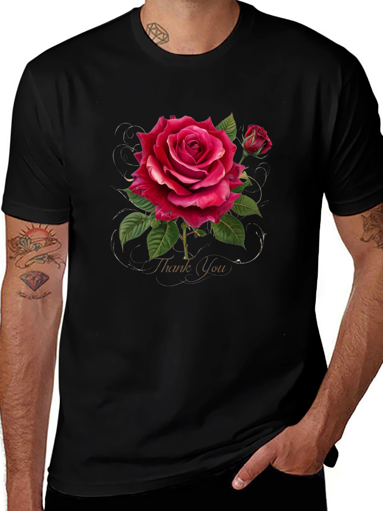 Elegant Rose Graphic Print T-Shirt