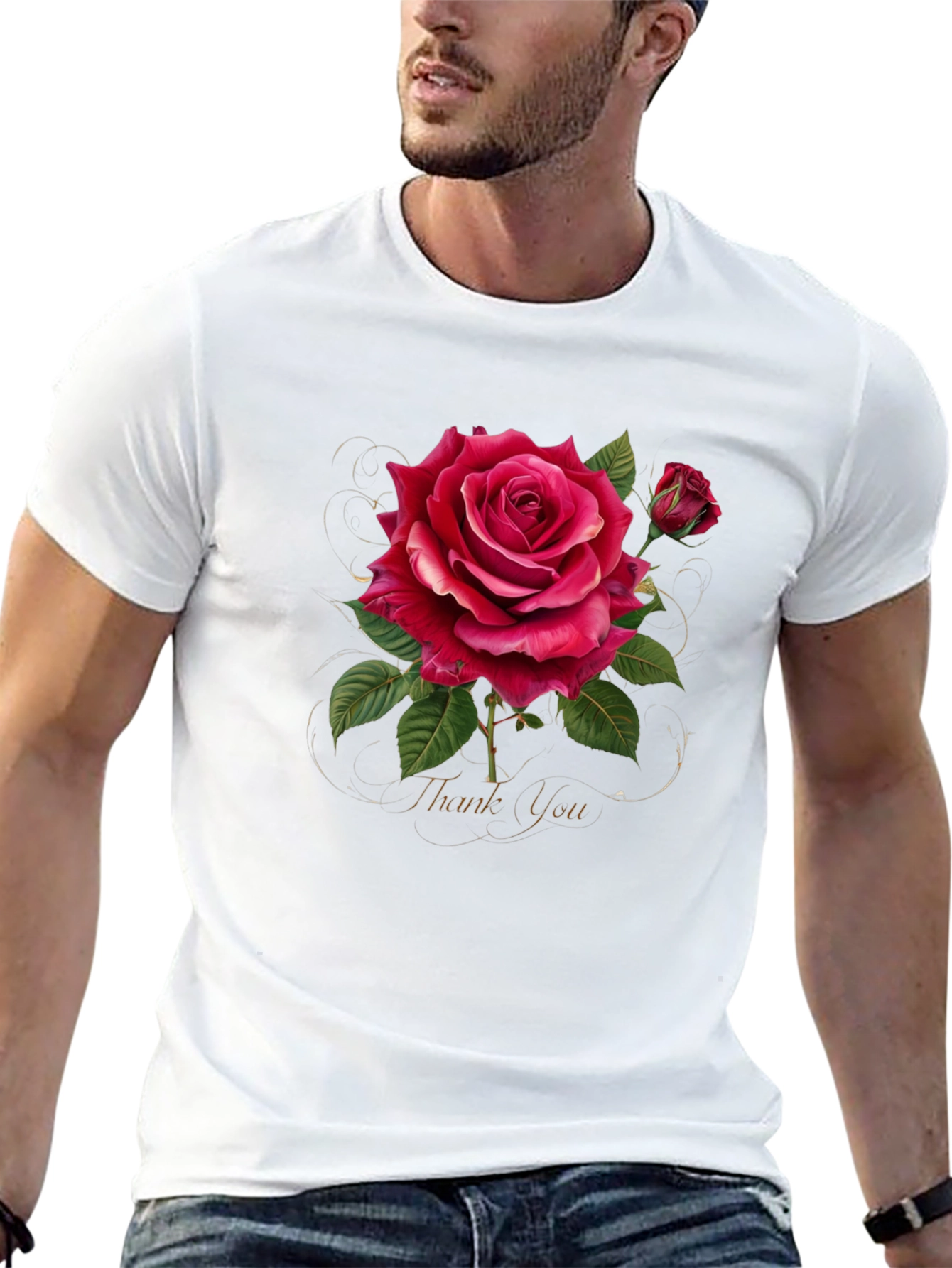 Elegant Rose Graphic Print T-Shirt