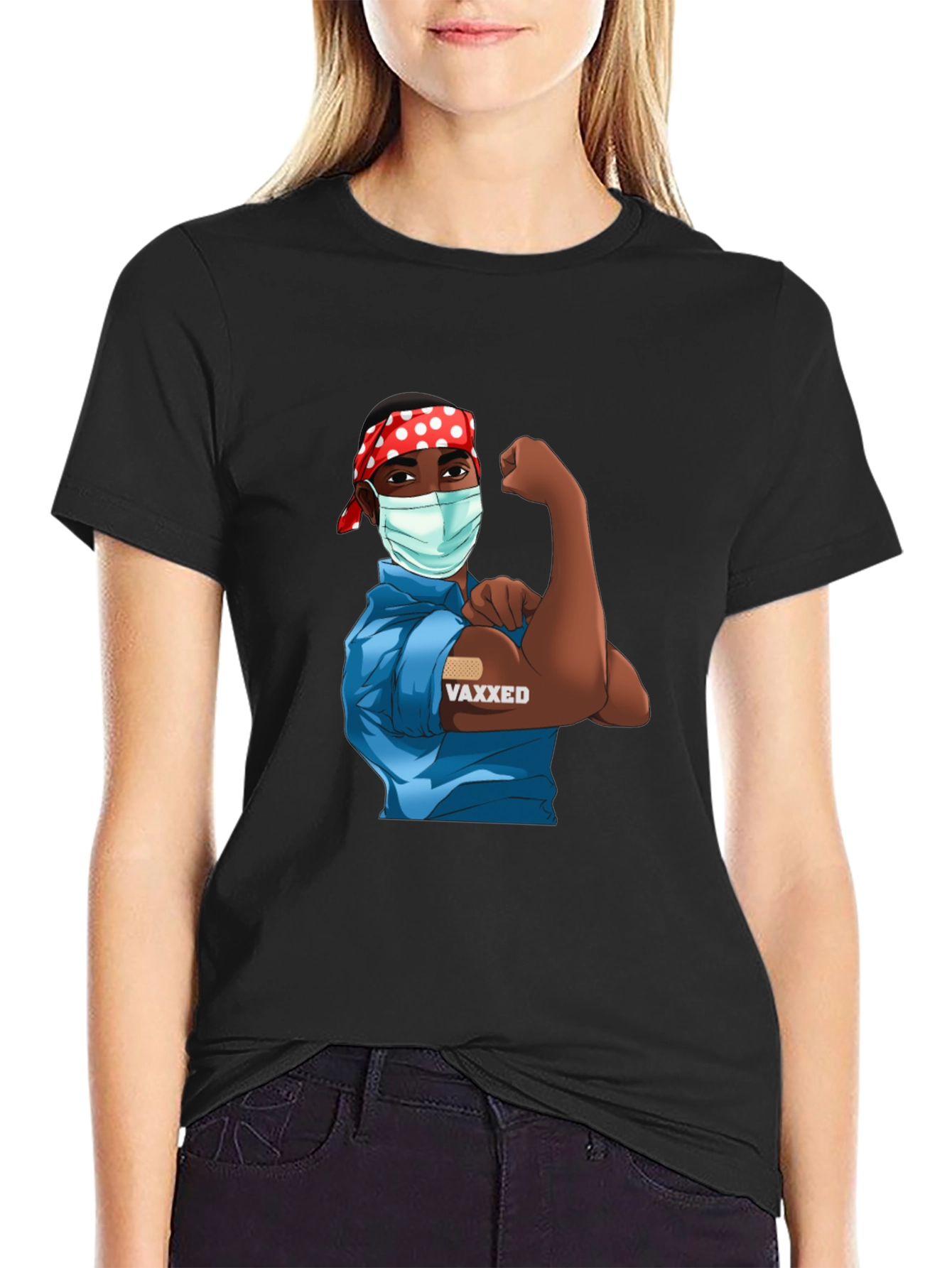 Vaxxed Cartoon T-Shirt - Black