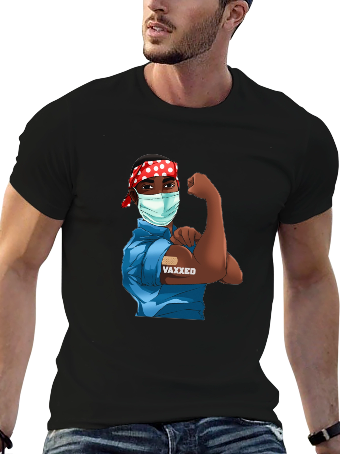 Vaxxed Cartoon T-Shirt - Black