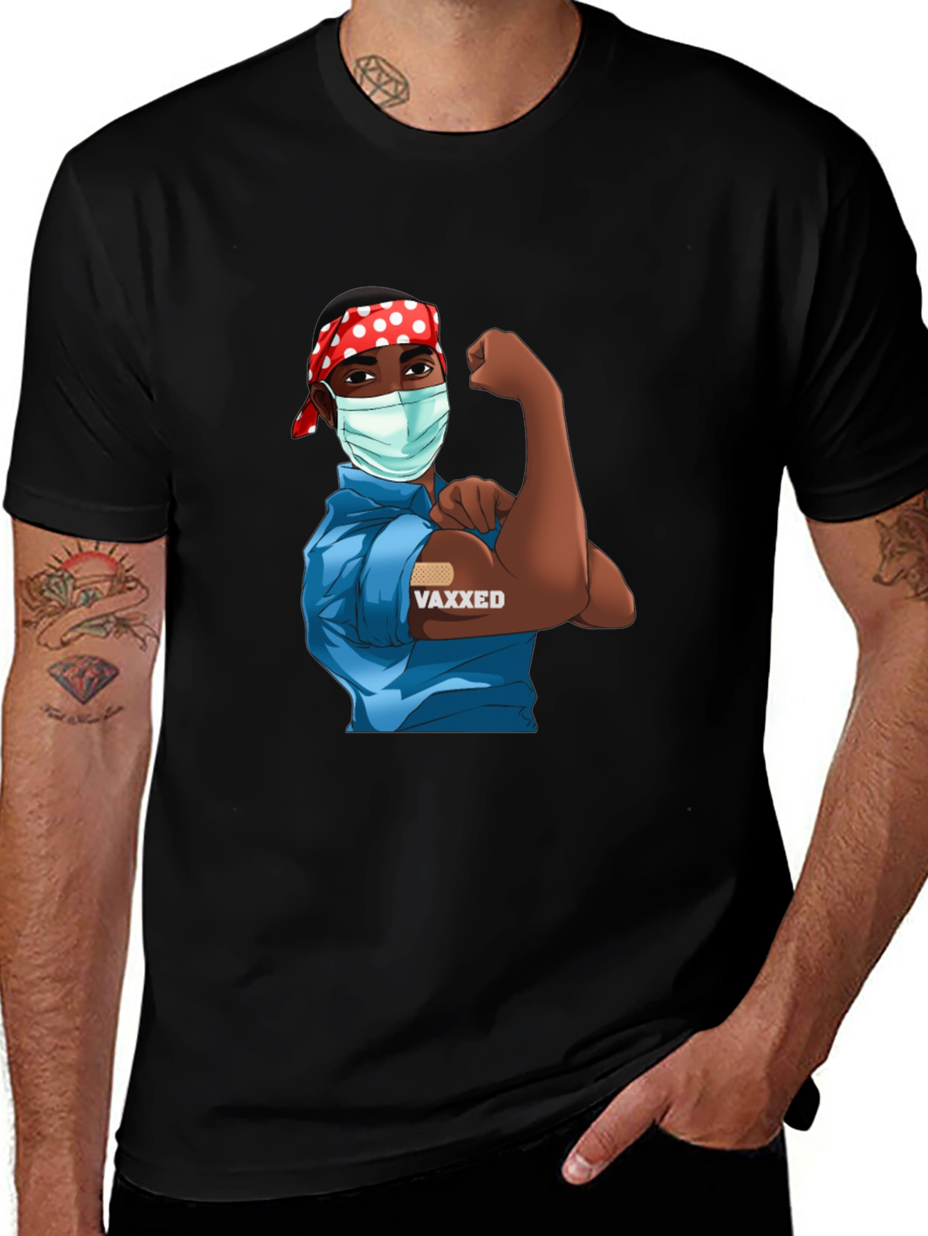 Vaxxed Cartoon T-Shirt - Black