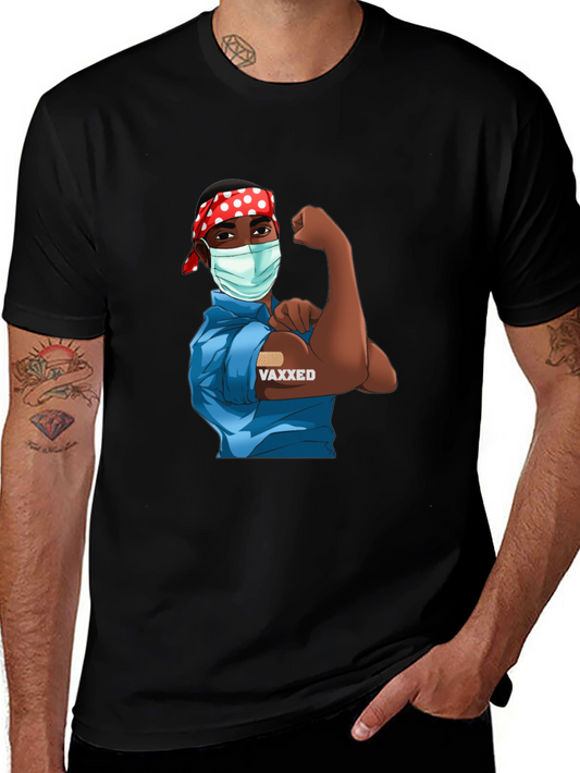 Vaxxed Cartoon T-Shirt - Black