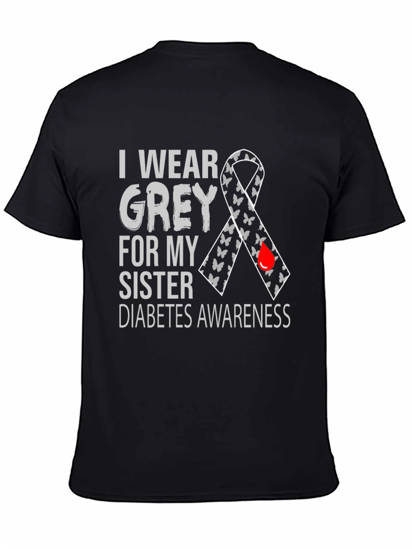 Grey Diabetes Awareness T-Shirt - Sister Support
