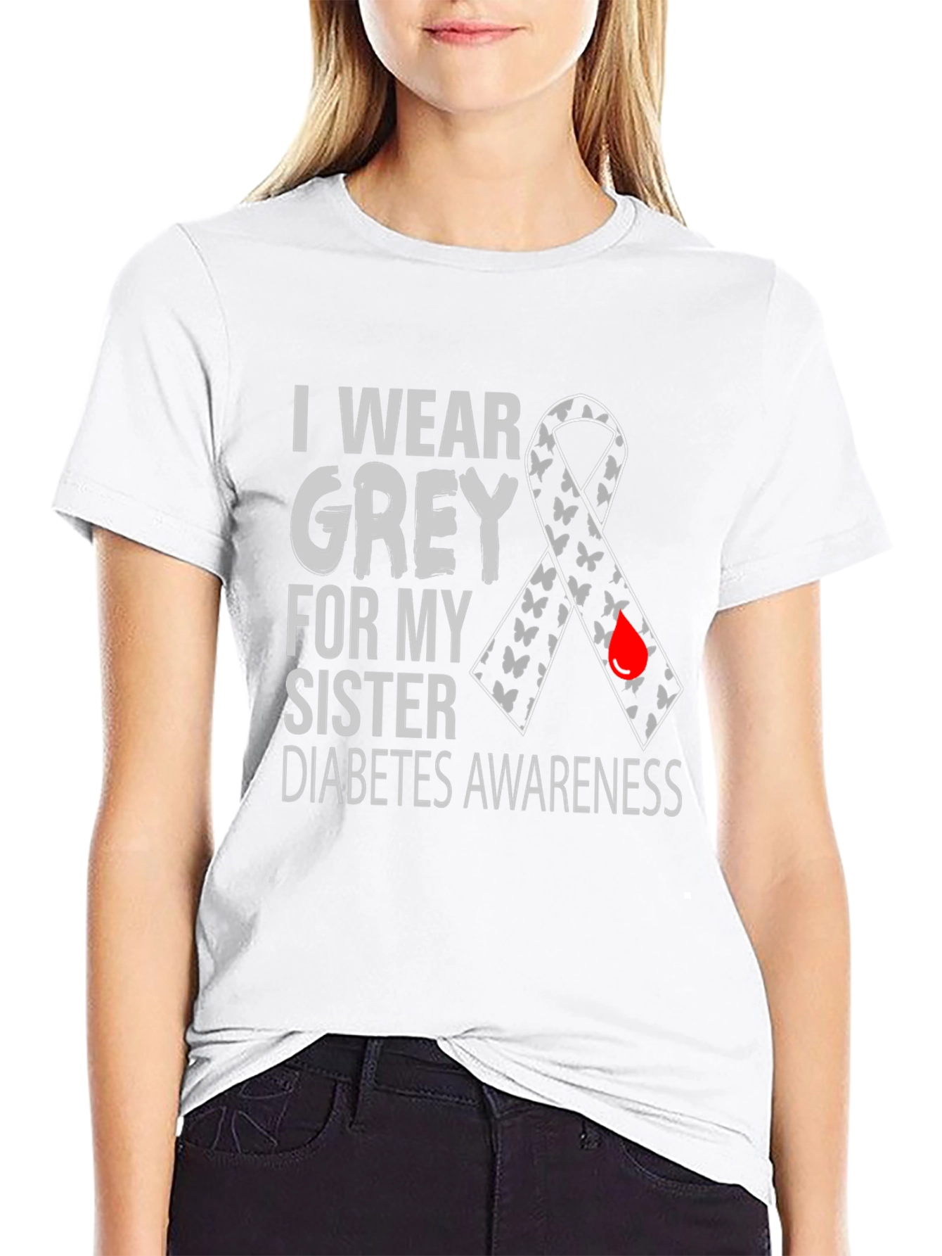 Grey Diabetes Awareness T-Shirt - Sister Support