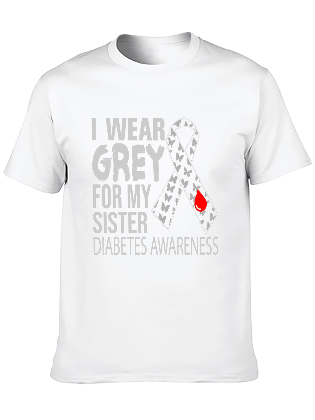 Grey Diabetes Awareness T-Shirt - Sister Support