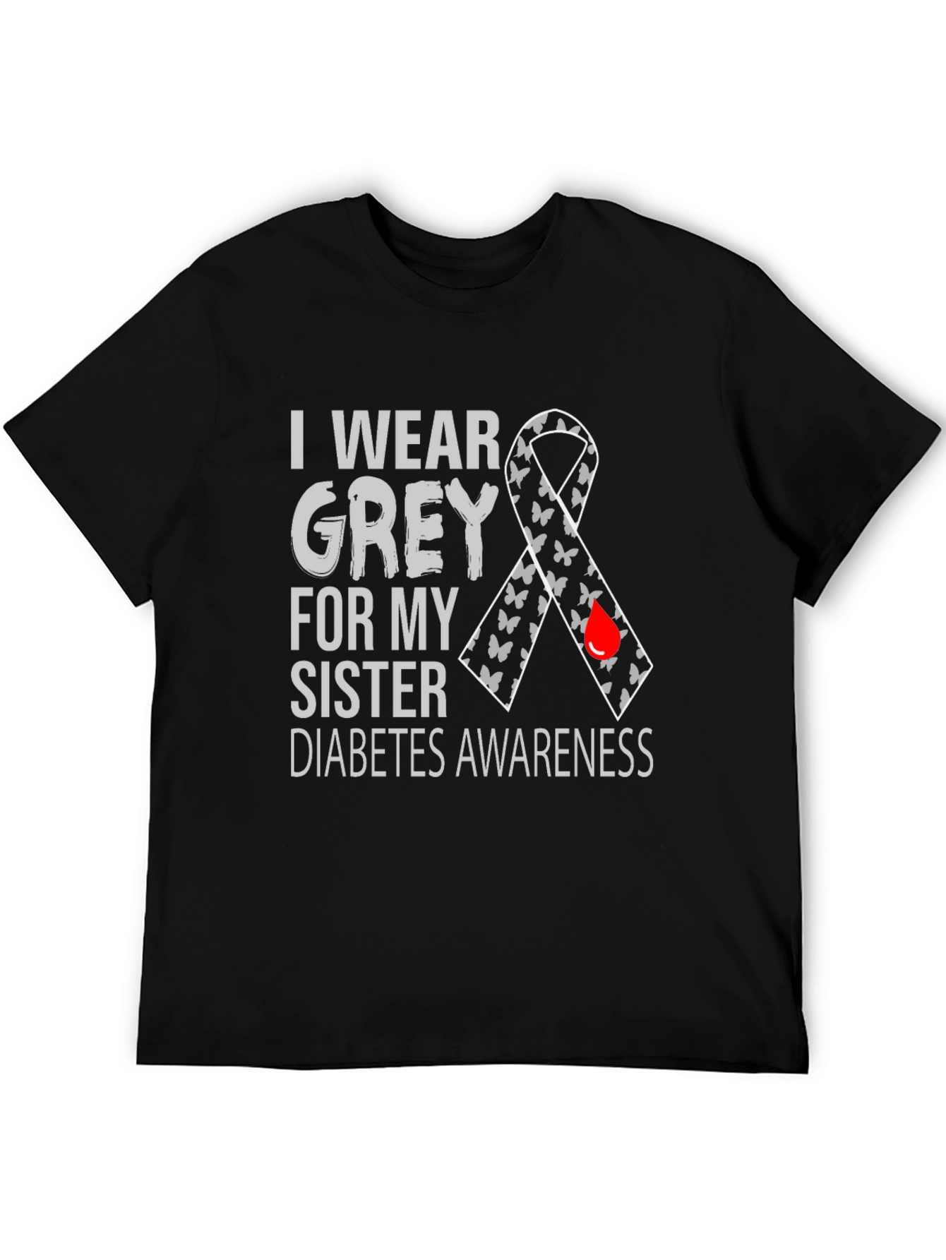Grey Diabetes Awareness T-Shirt - Sister Support