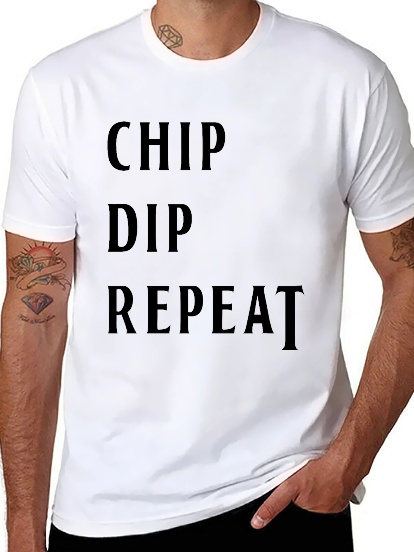 Chip Dip Repeat Black T-Shirt