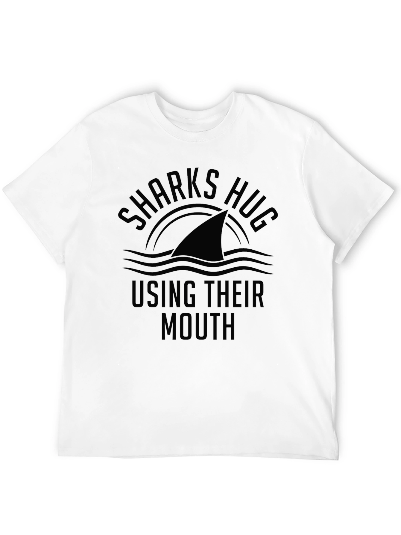 Sharks Hug Graphic Black T-Shirt Funny Shark Lover Tee