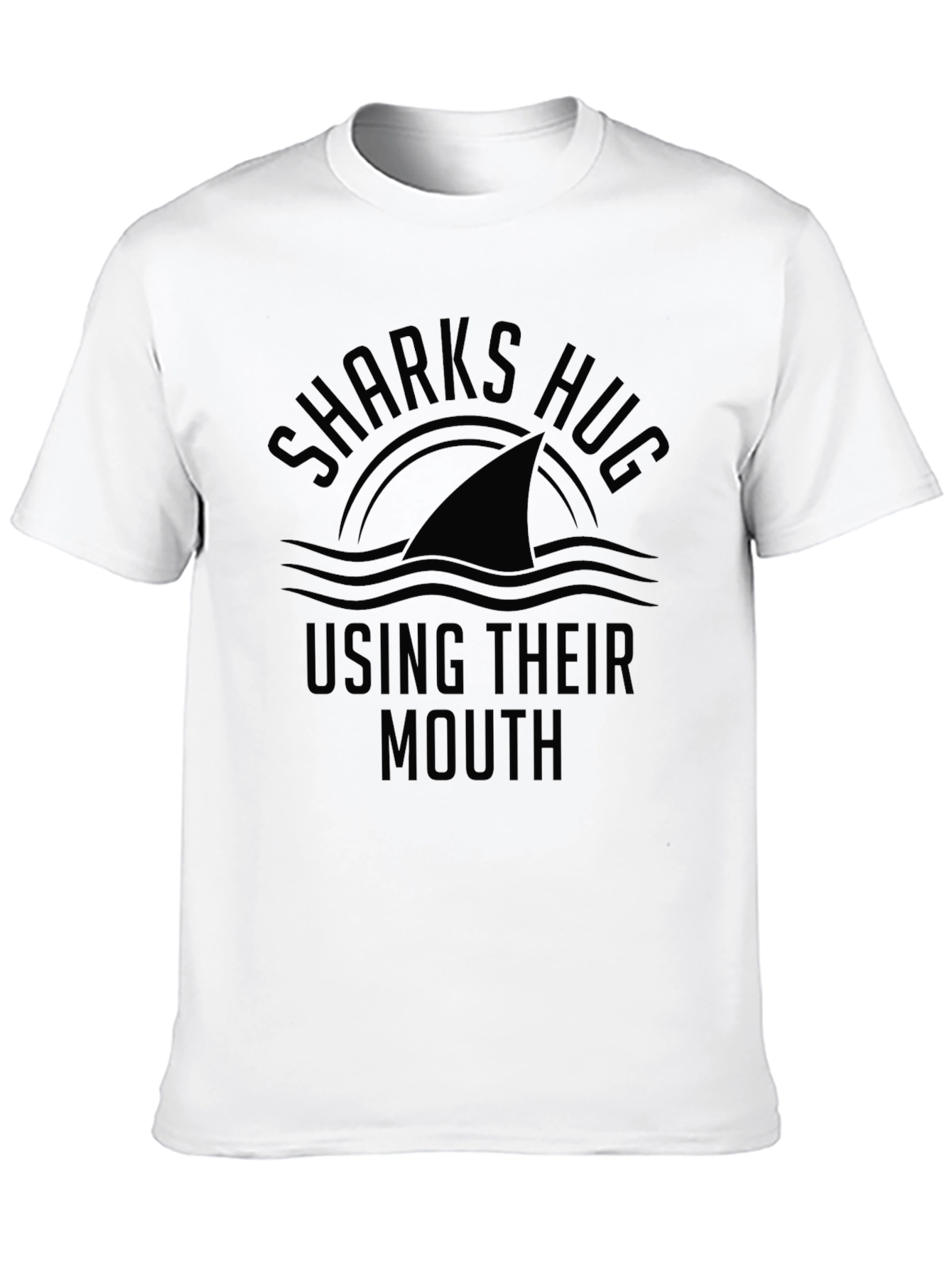 Sharks Hug Graphic Black T-Shirt Funny Shark Lover Tee