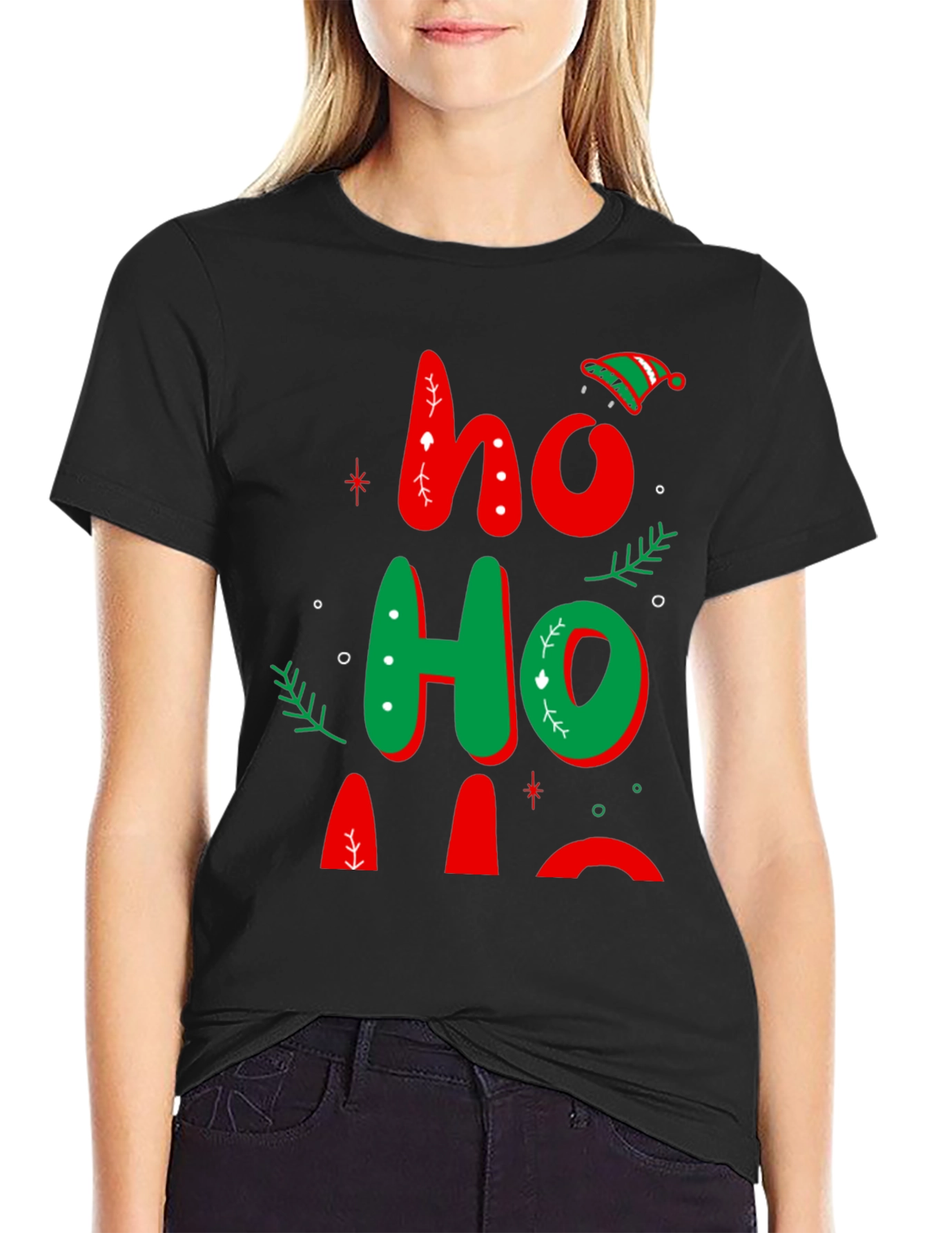 Festive Ho Ho Ho Christmas Graphic Tee