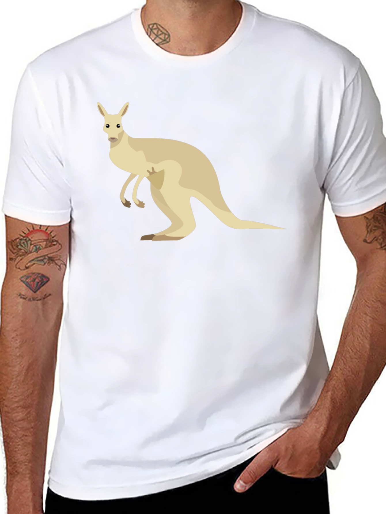 Kangaroo Graphic Tee - Casual Cotton T-Shirt
