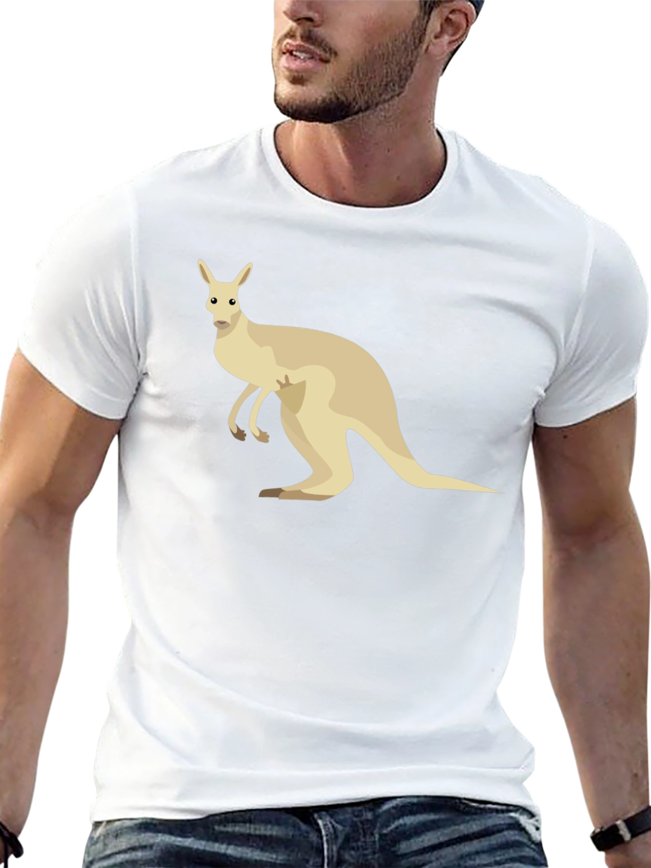 Kangaroo Graphic Tee - Casual Cotton T-Shirt