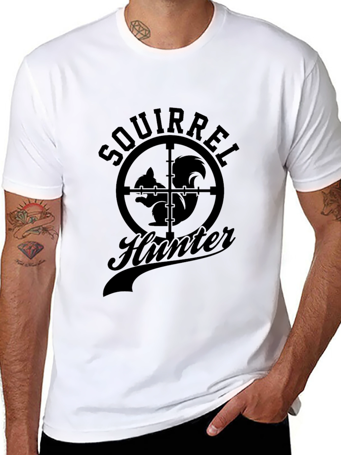 Squirrel Hunter Graphic Tee - Novelty T-Shirt