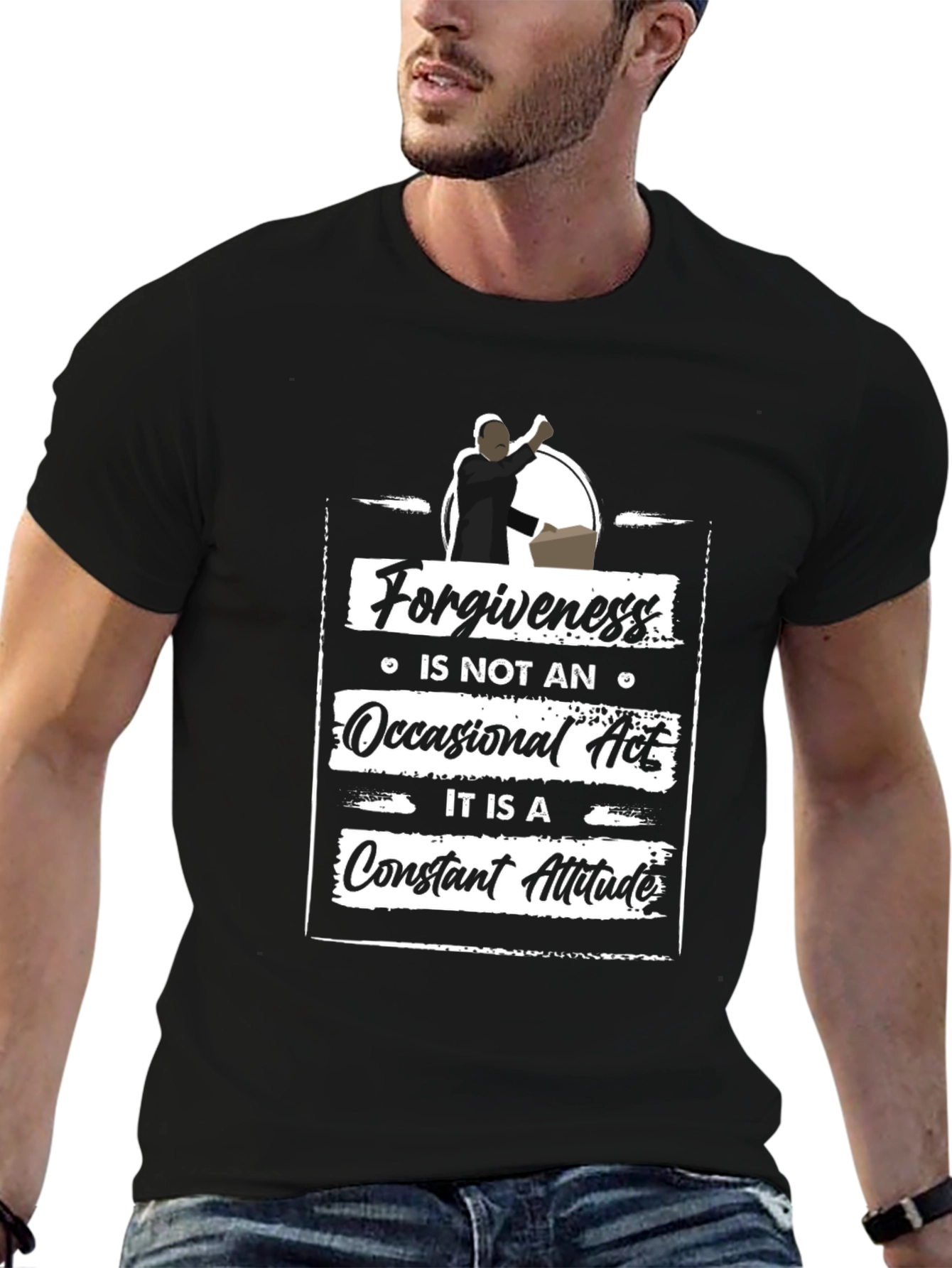 Forgiveness Quote Graphic Tee - Black Casual T-Shirt