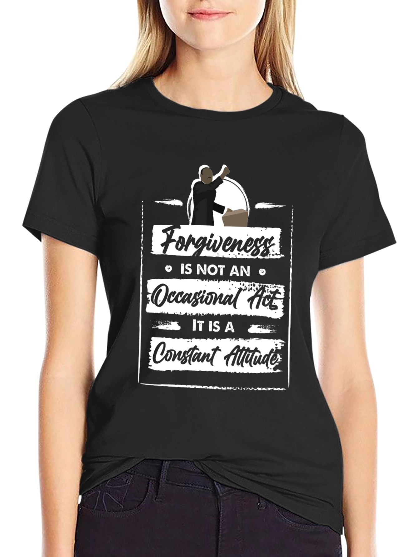 Forgiveness Quote Graphic Tee - Black Casual T-Shirt