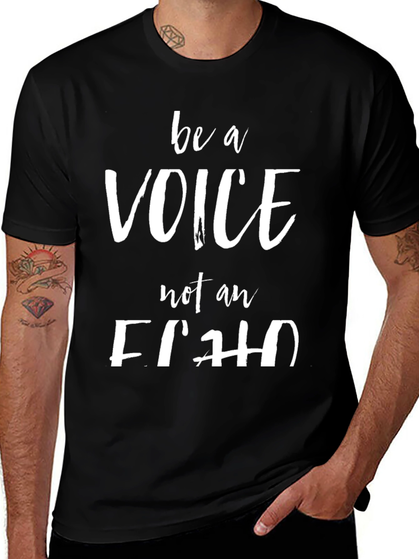 Be A Voice Tee - Black Graphic T-Shirt