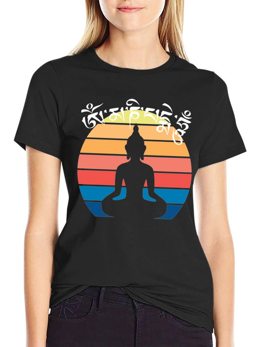 Zen Buddha Silhouette T-Shirt - Om Mani Padme Hum