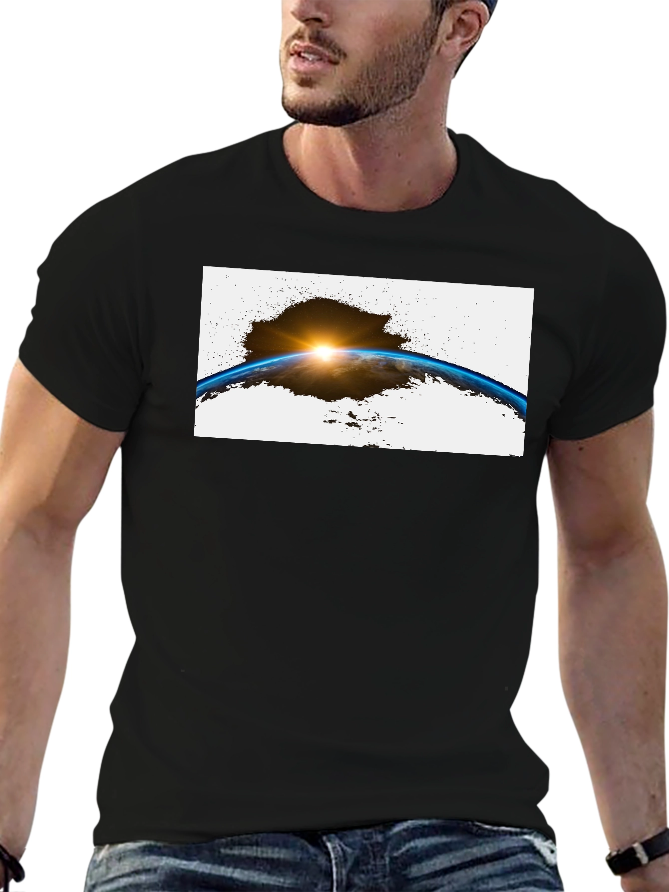 Earth Sunrise Graphic Black T-Shirt