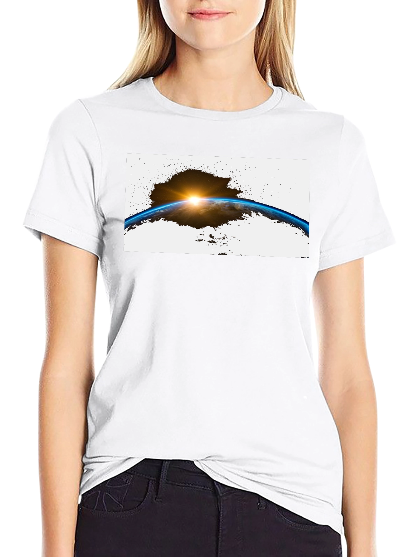 Earth Sunrise Graphic Black T-Shirt