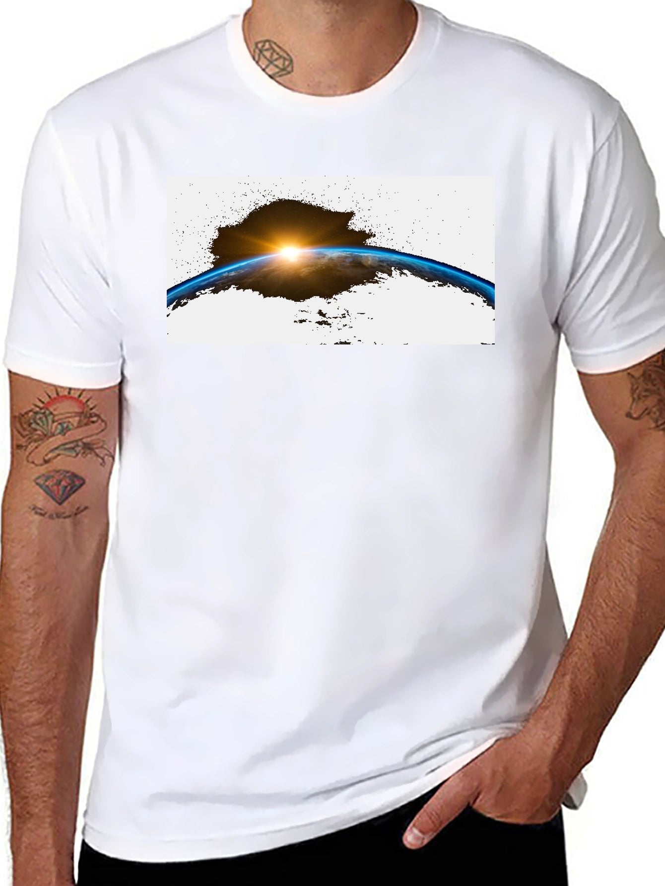 Earth Sunrise Graphic Black T-Shirt
