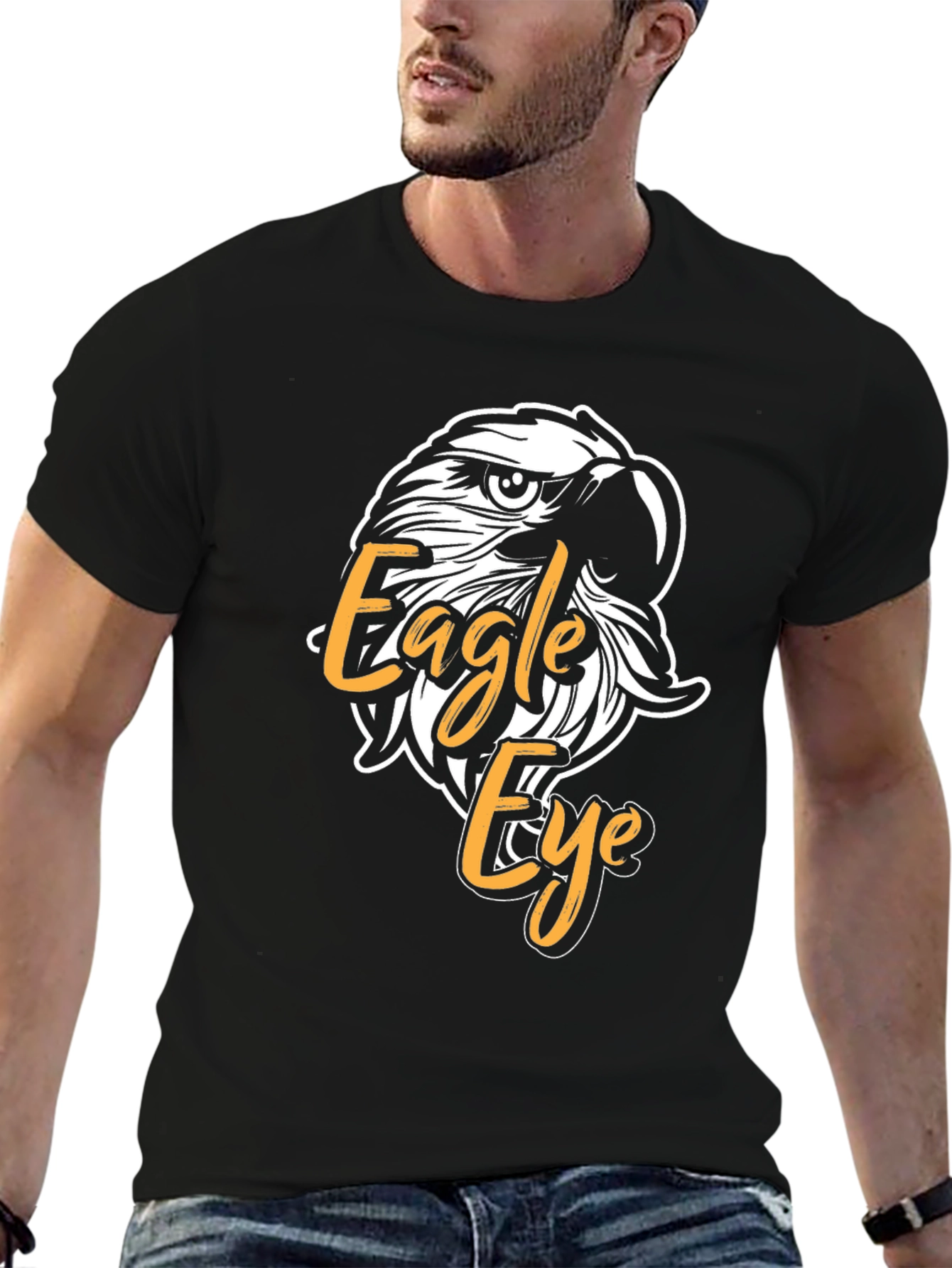 Eagle Eye Graphic Print Black T-Shirt