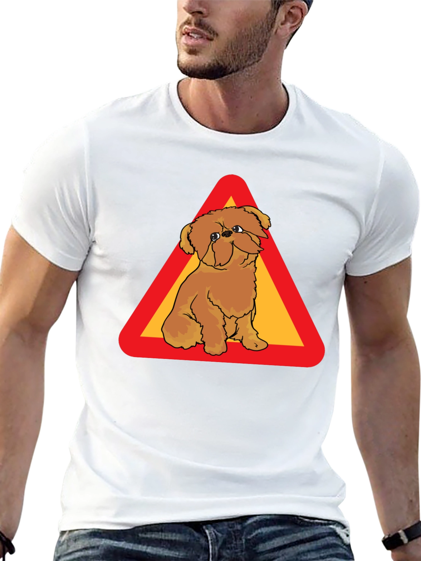 Dog on Warning Sign Graphic T-Shirt