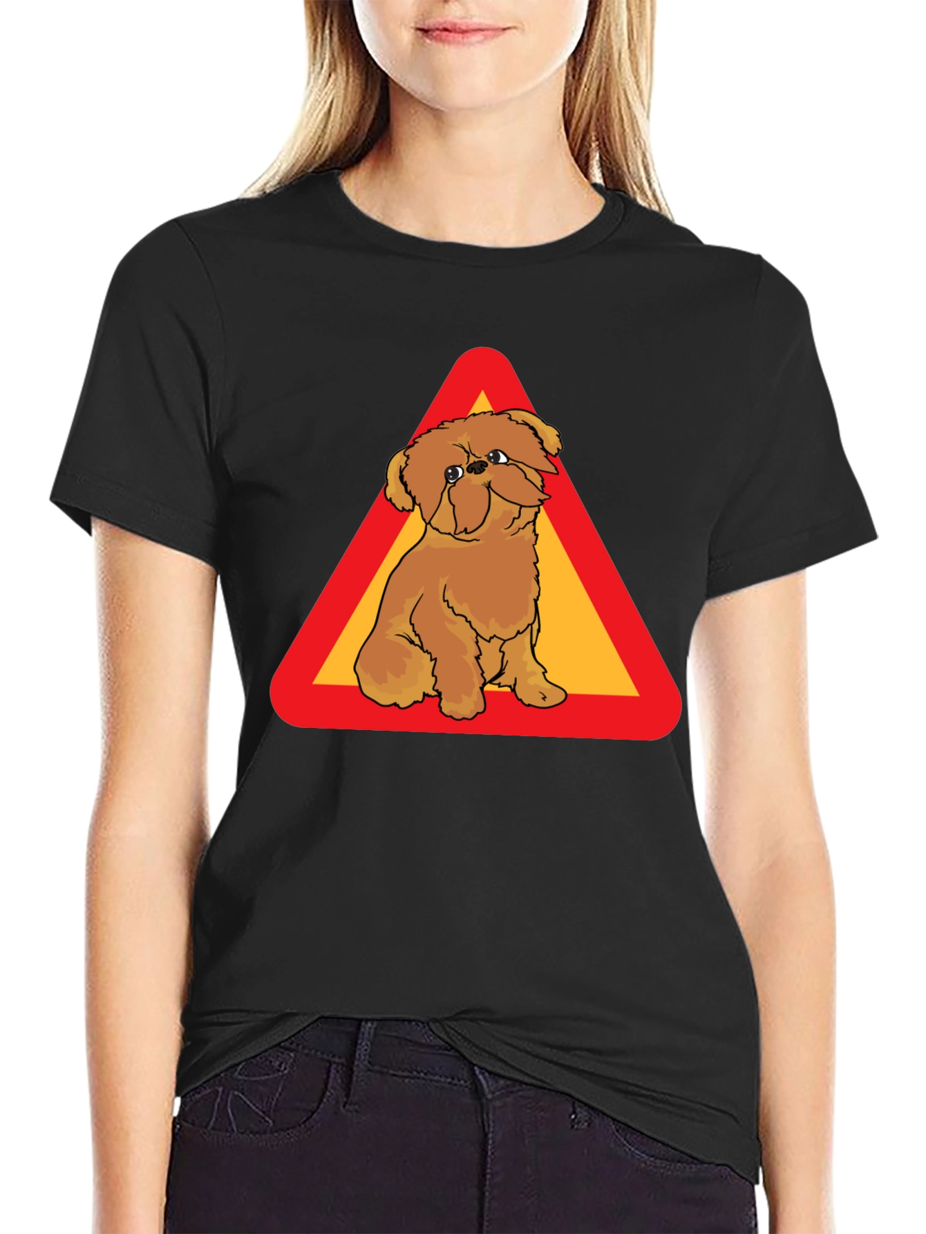 Dog on Warning Sign Graphic T-Shirt