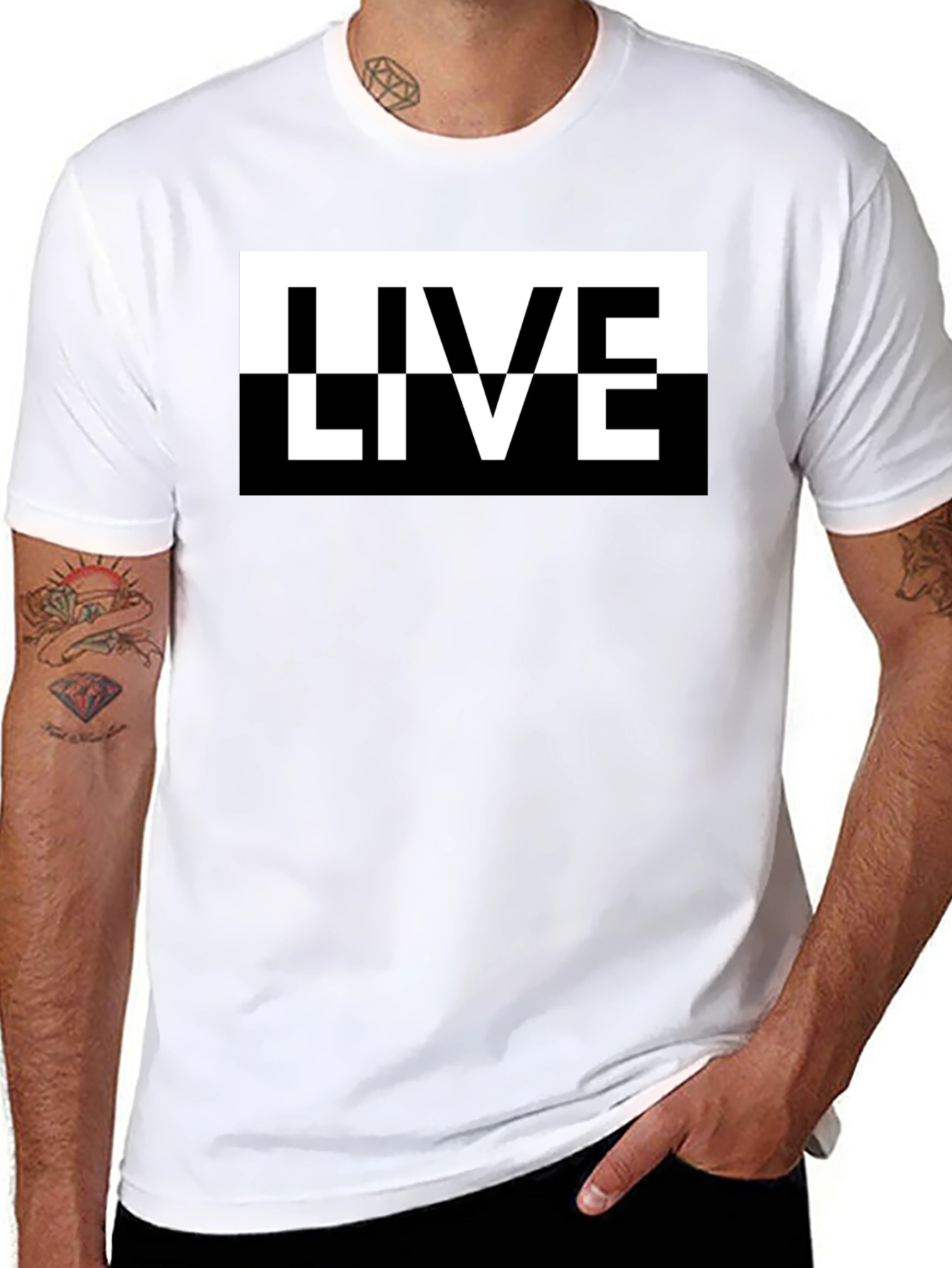 Live Graphic Print Mens Black T-Shirt