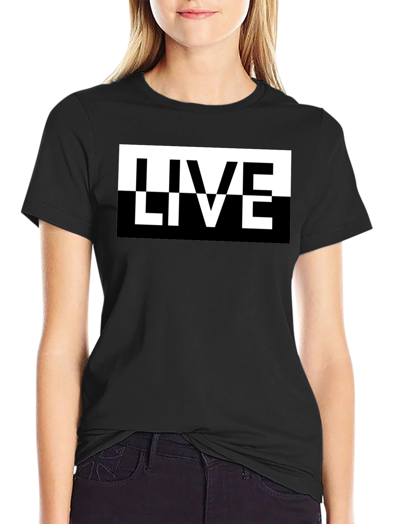 Live Graphic Print Mens Black T-Shirt