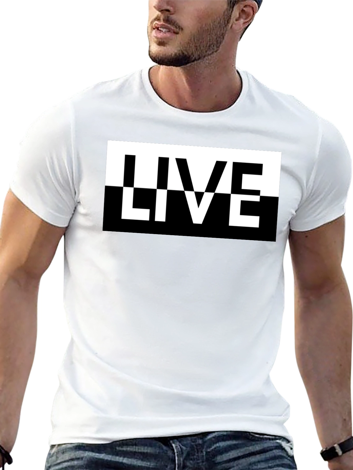 Live Graphic Print Mens Black T-Shirt
