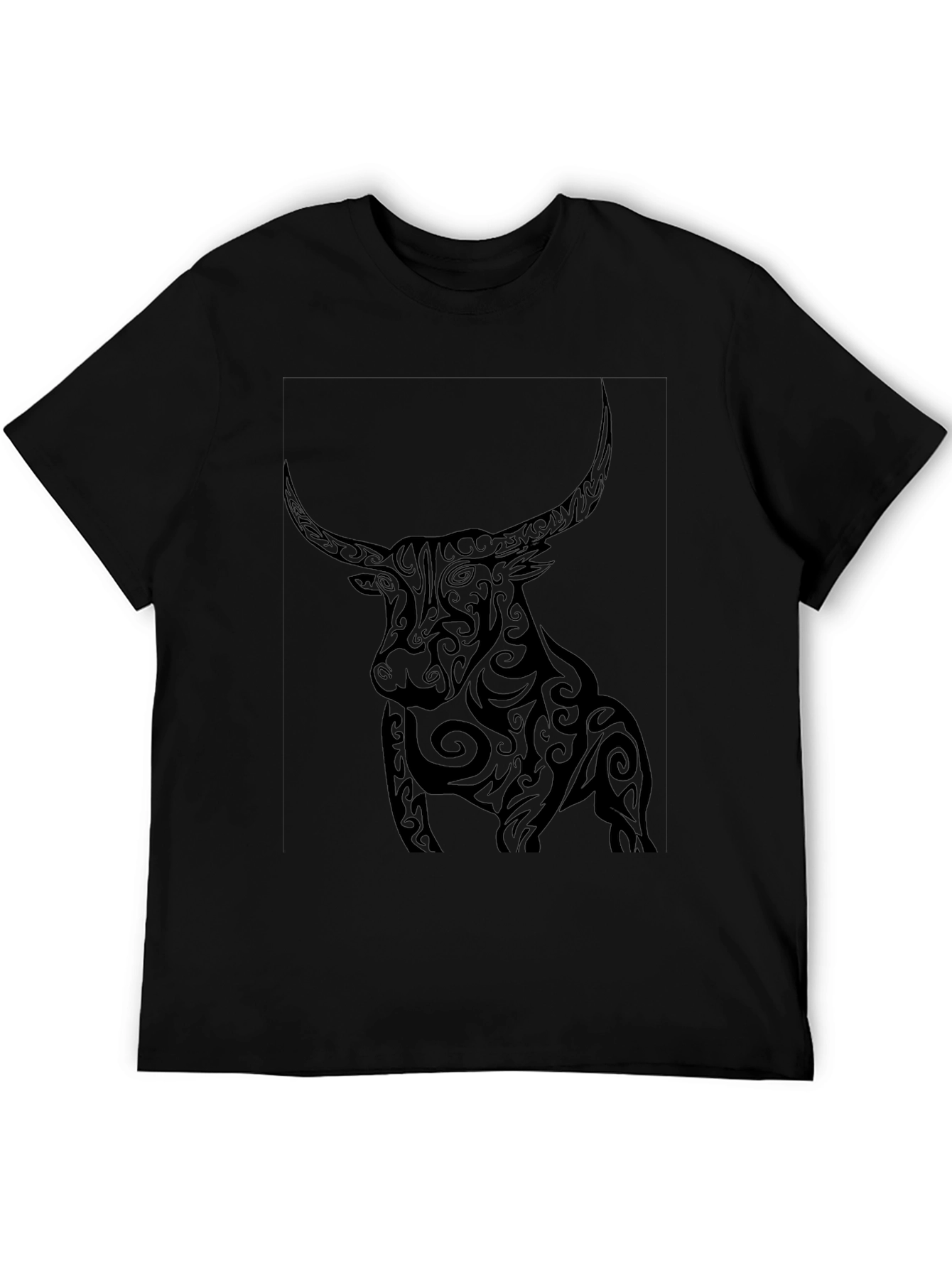 Tribal Bull Graphic Black T-Shirt