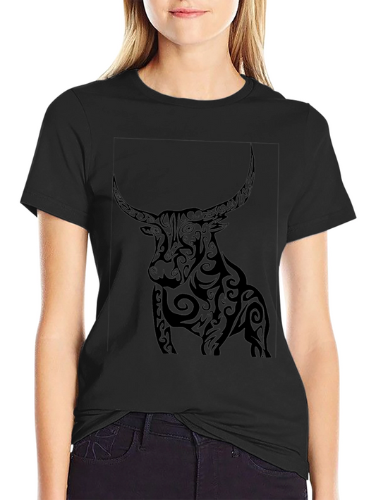 Tribal Bull Graphic Black T-Shirt