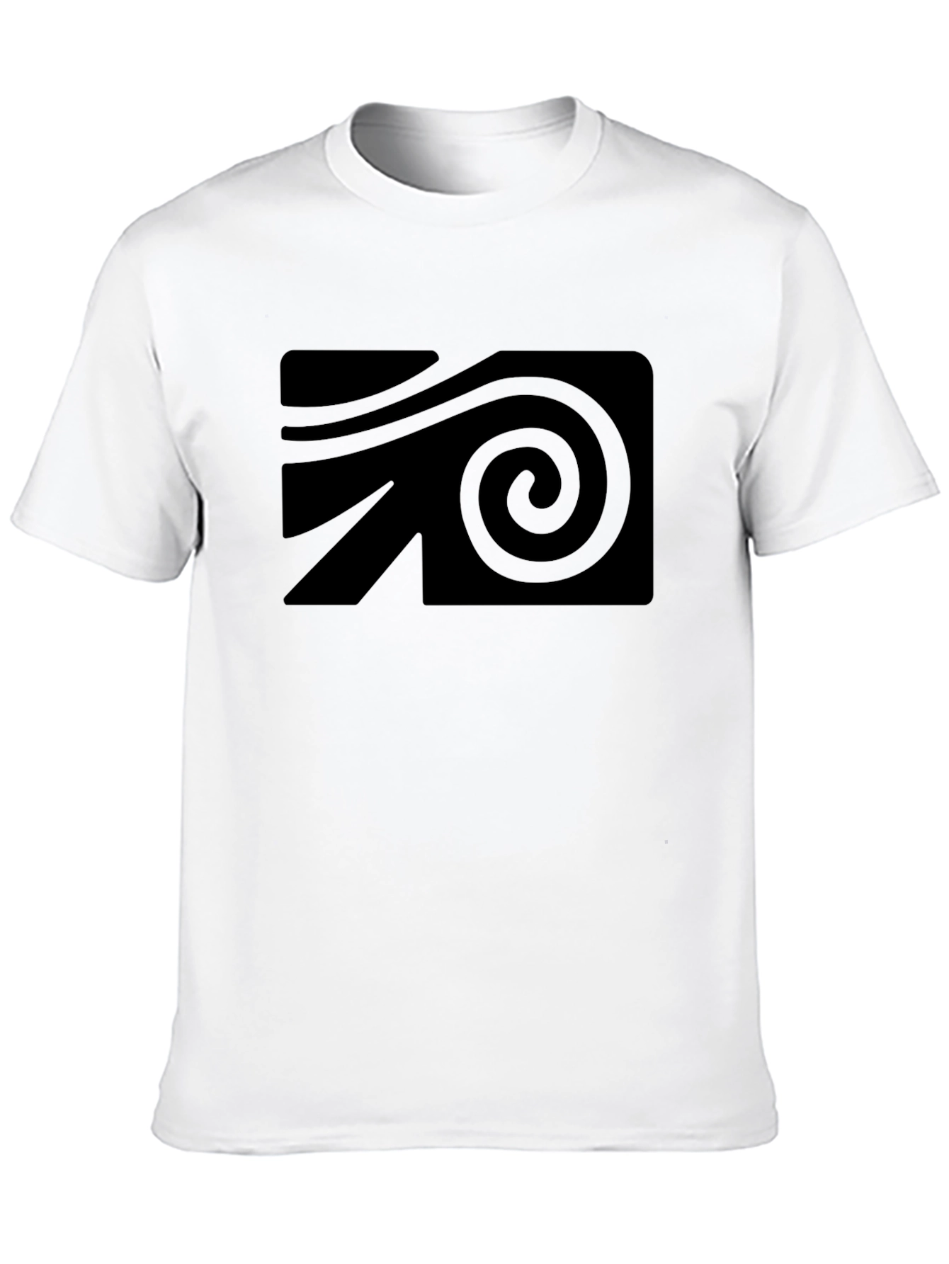 Black Graphic Tee - Modern Spiral Design
