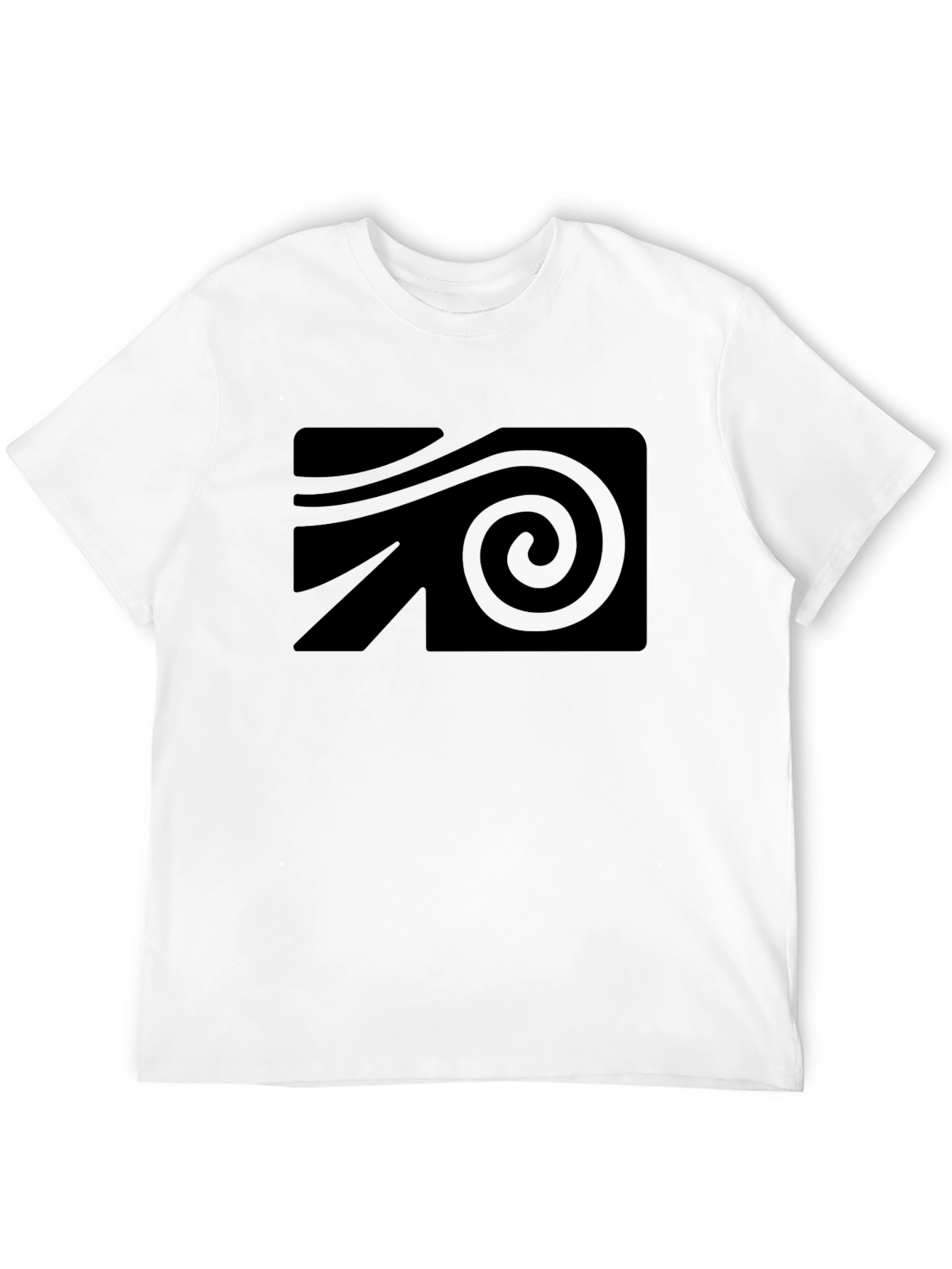 Black Graphic Tee - Modern Spiral Design